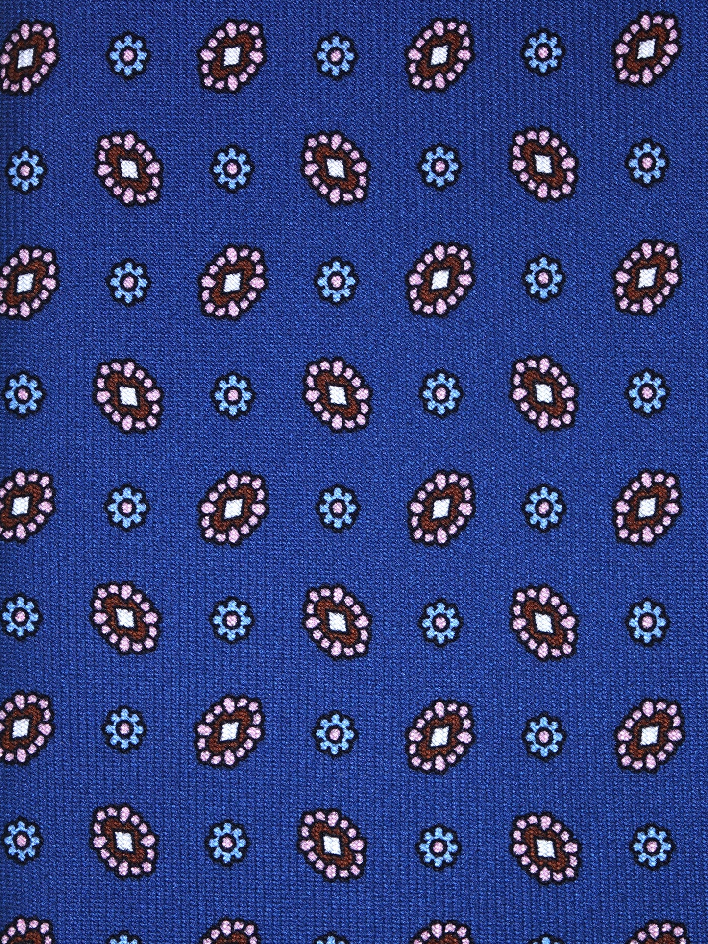 Blue 3 Fold tie NADA in Printed Printed Silk