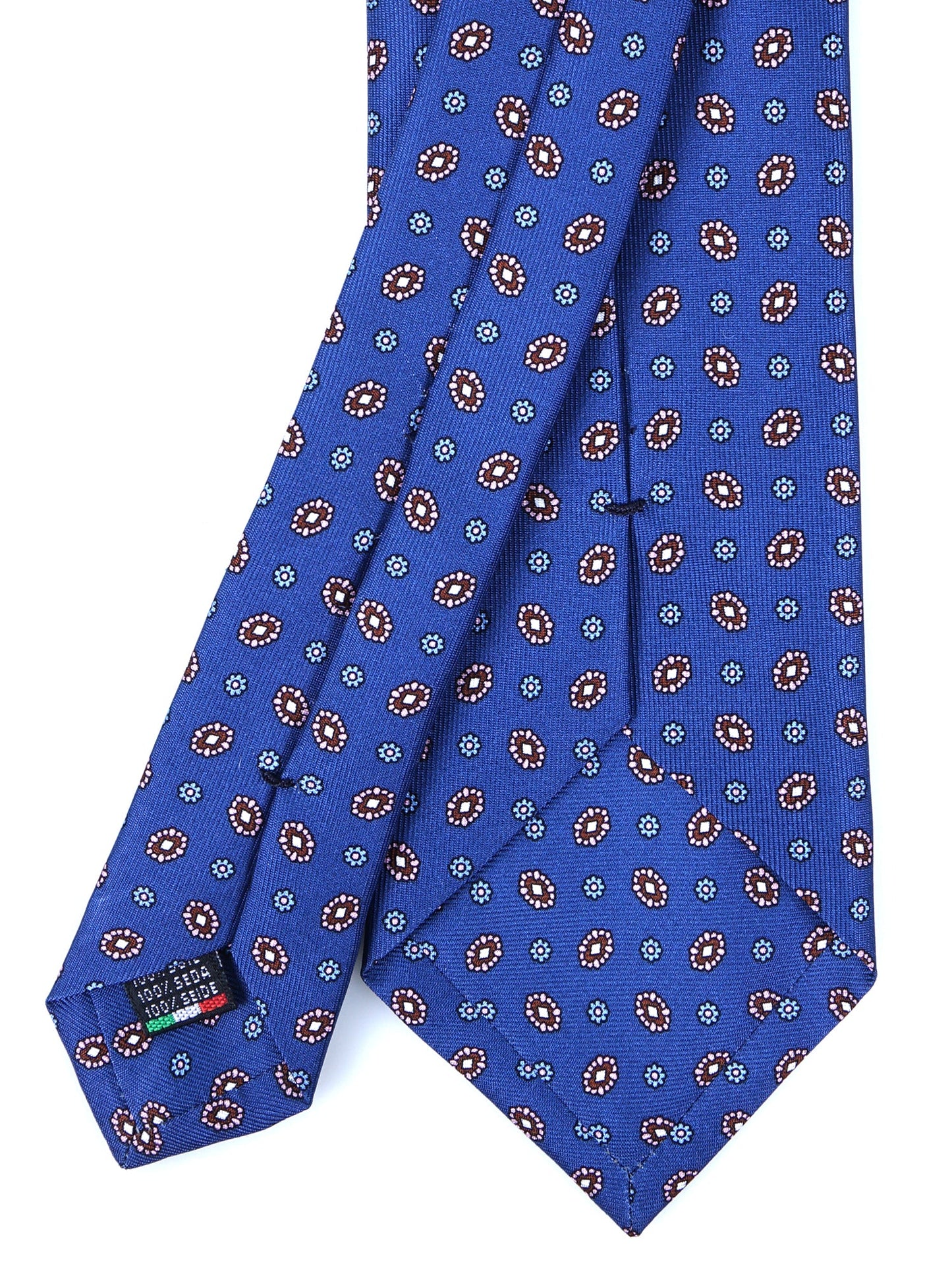 Blue 3 Fold tie NADA in Printed Printed Silk