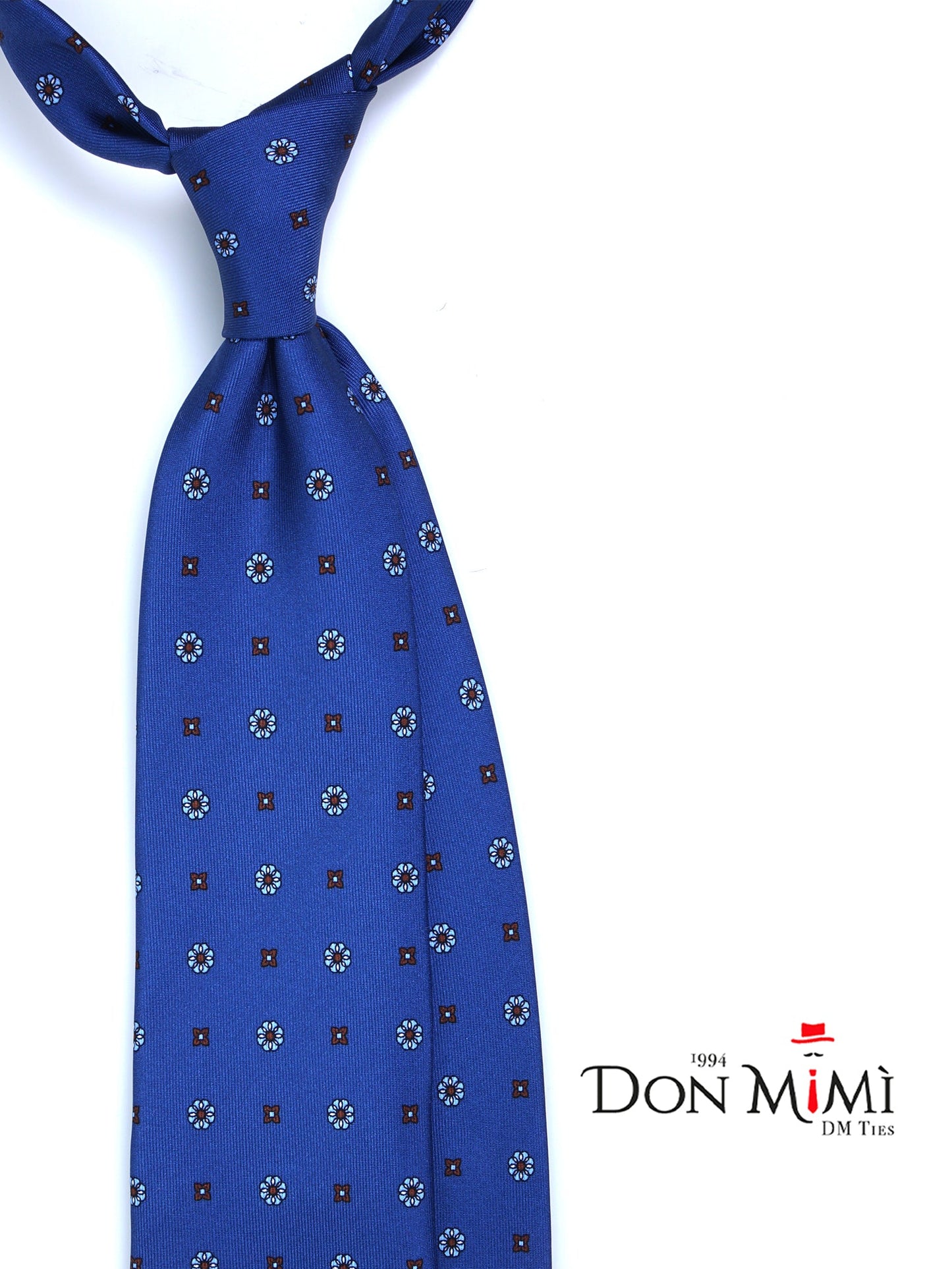 Blue 3 Fold tie ESTELLA in Printed English Silk