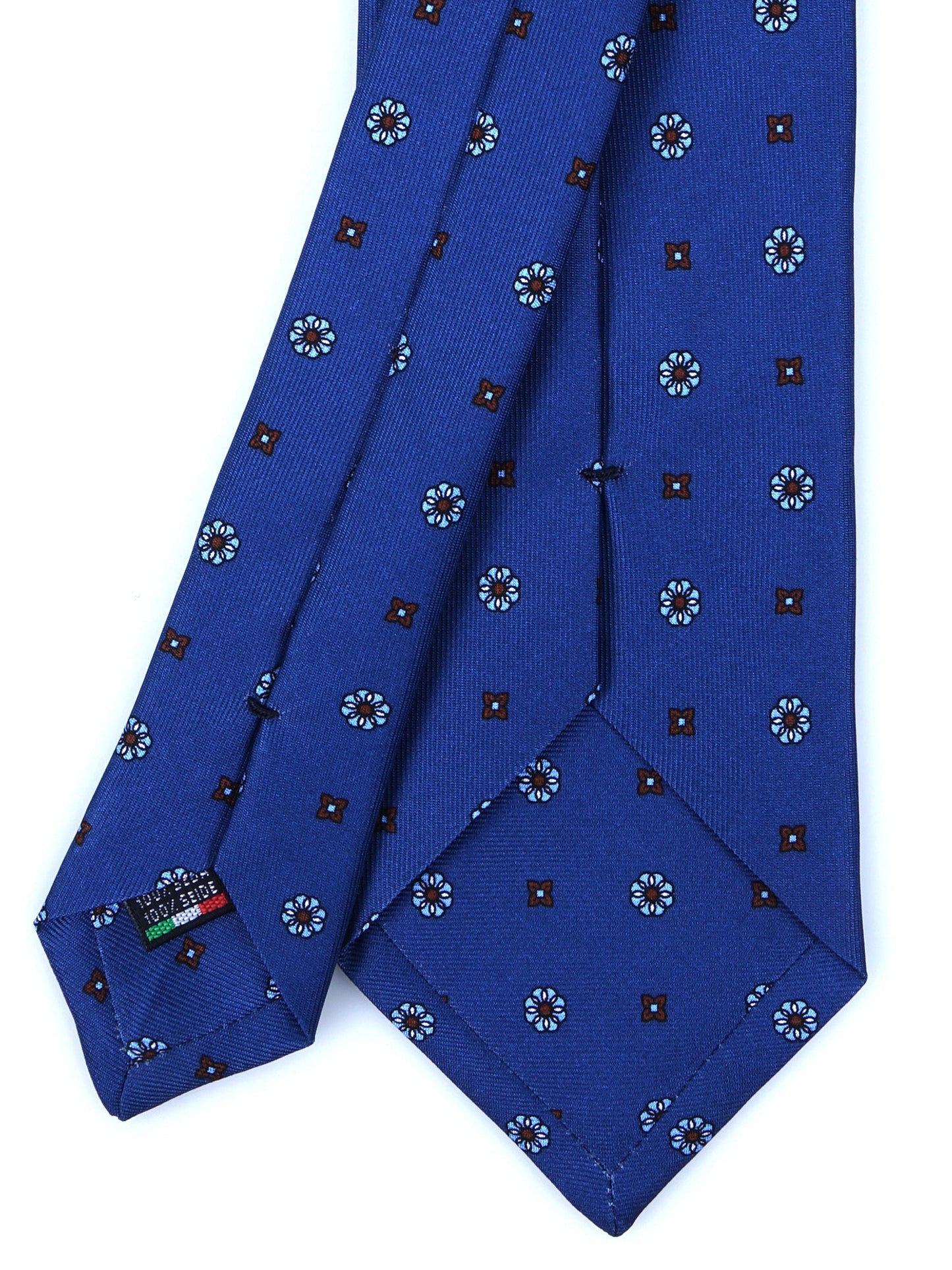 Blue 3 Fold tie ESTELLA in Printed English Silk