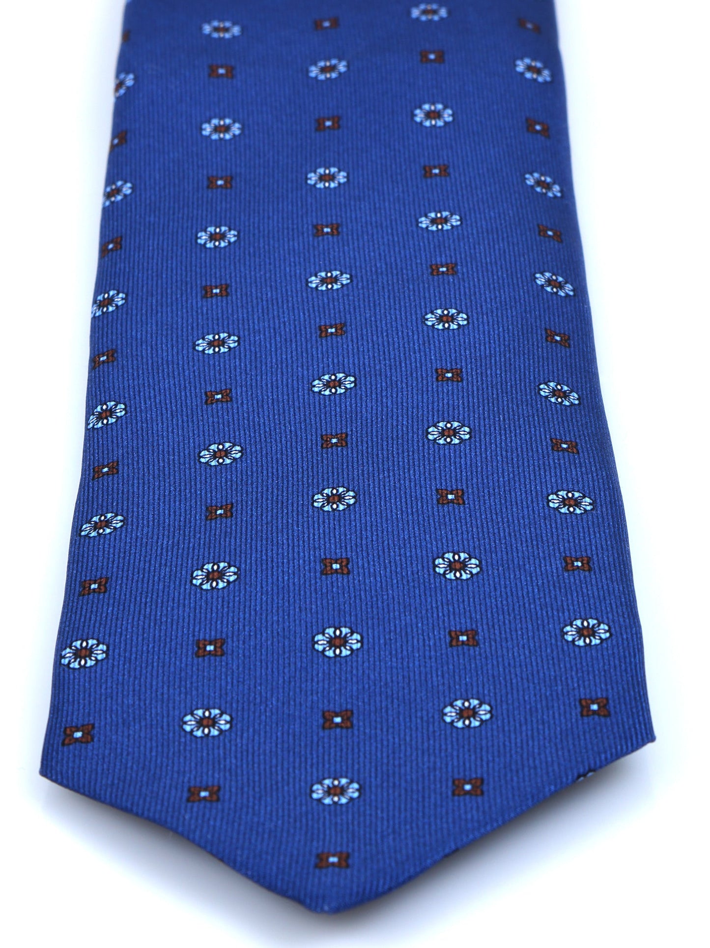 Blue 3 Fold tie ESTELLA in Printed English Silk