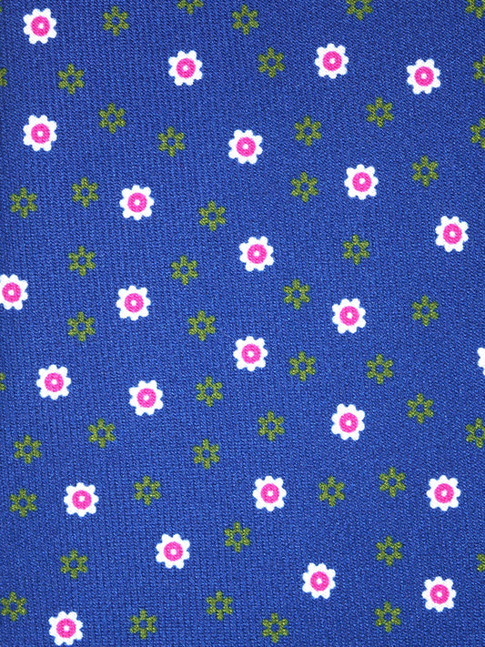 Blue 3 Fold tie JULIA in Printed English Silk