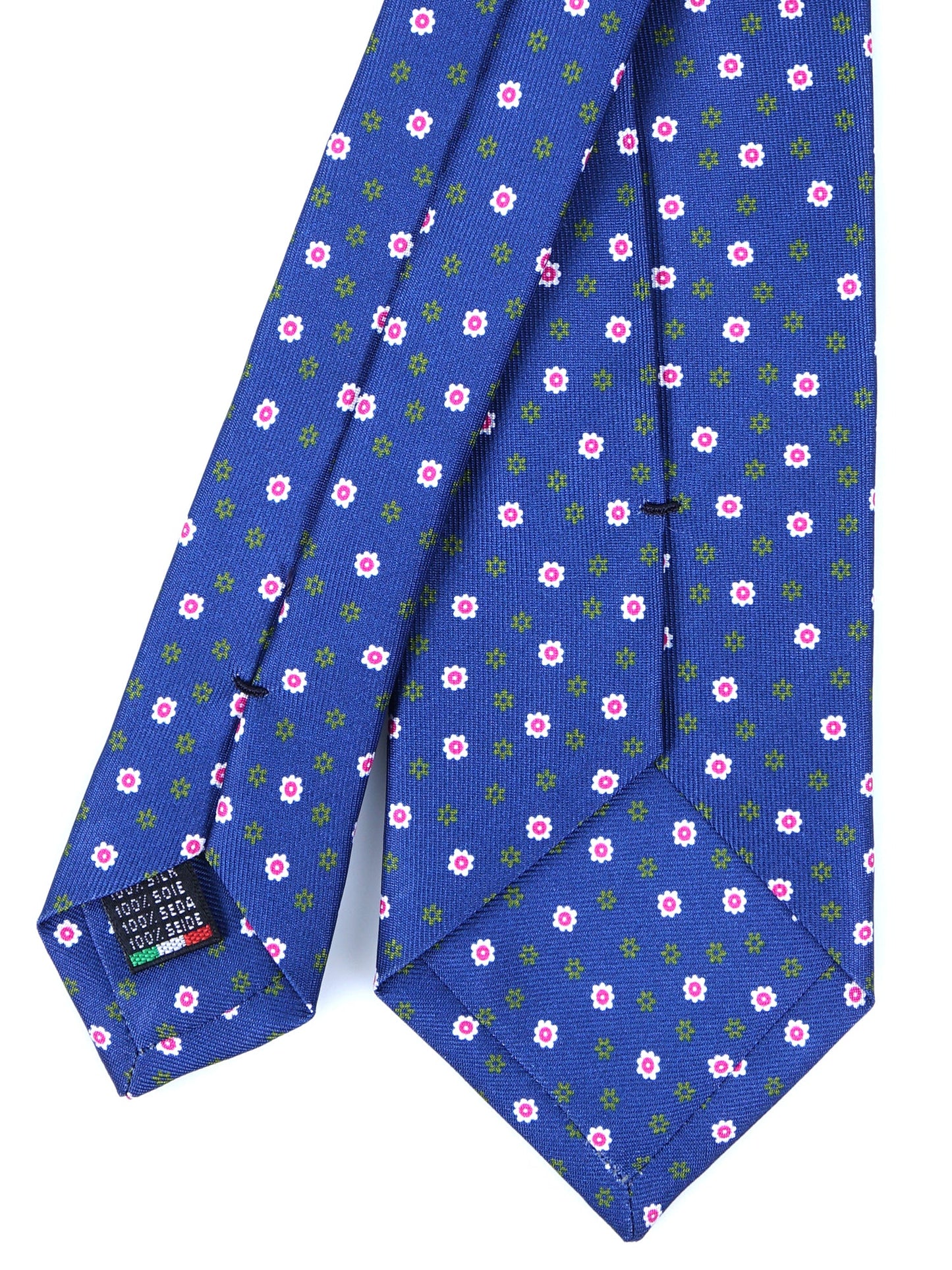 Blue 3 Fold tie JULIA in Printed English Silk