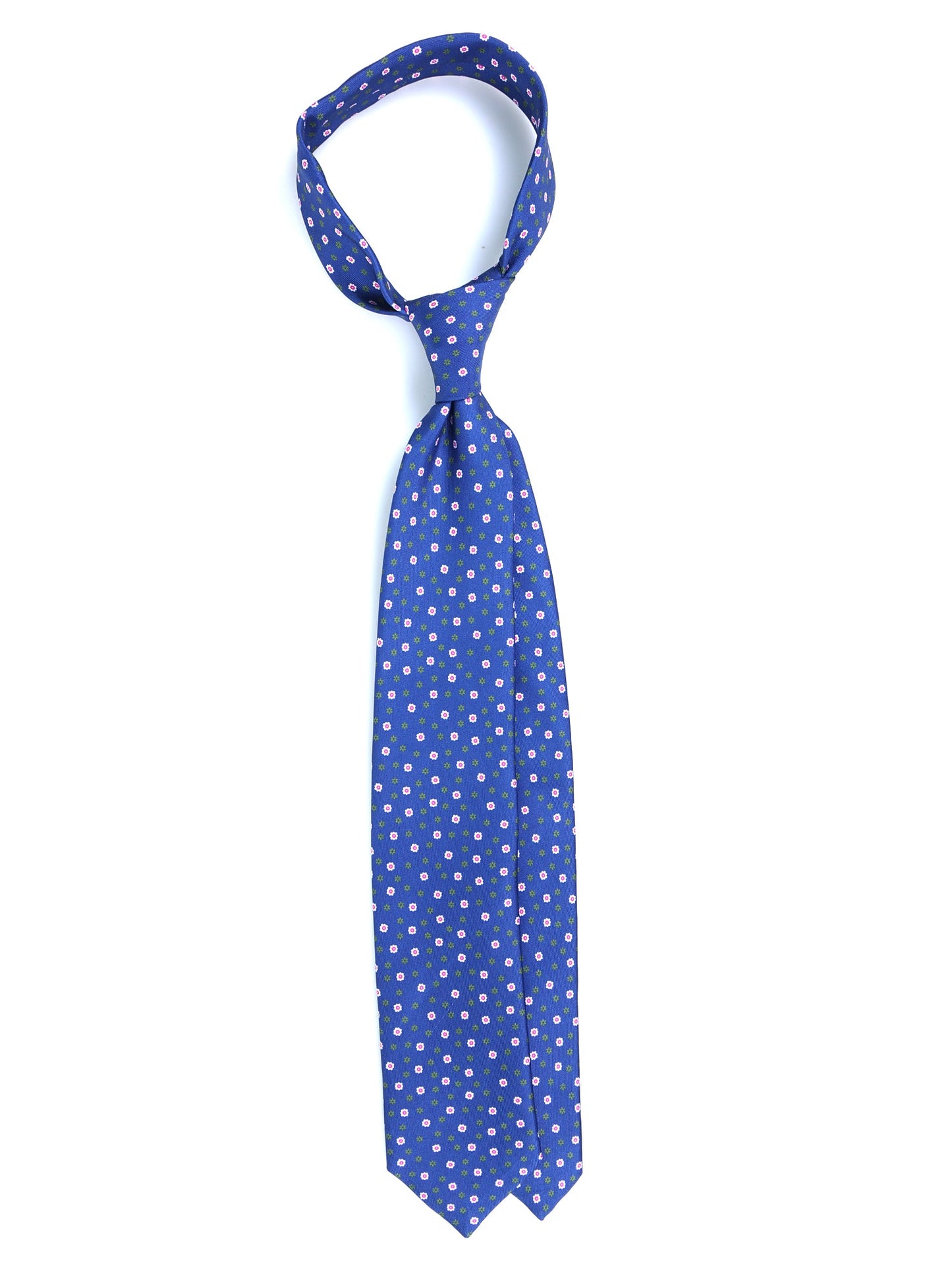 Blue 3 Fold tie JULIA in Printed English Silk