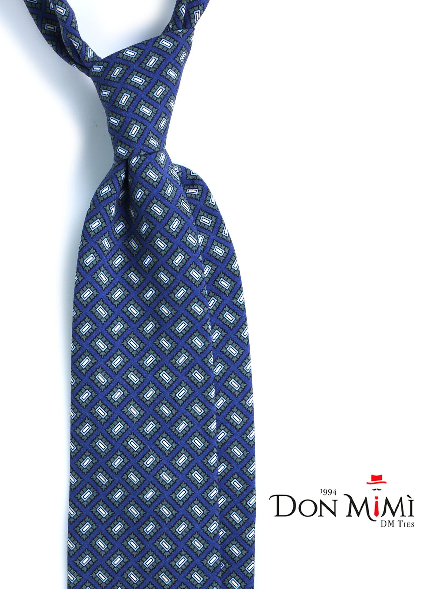 3 Fold tie Blue SOPHIE in Madder Silk
