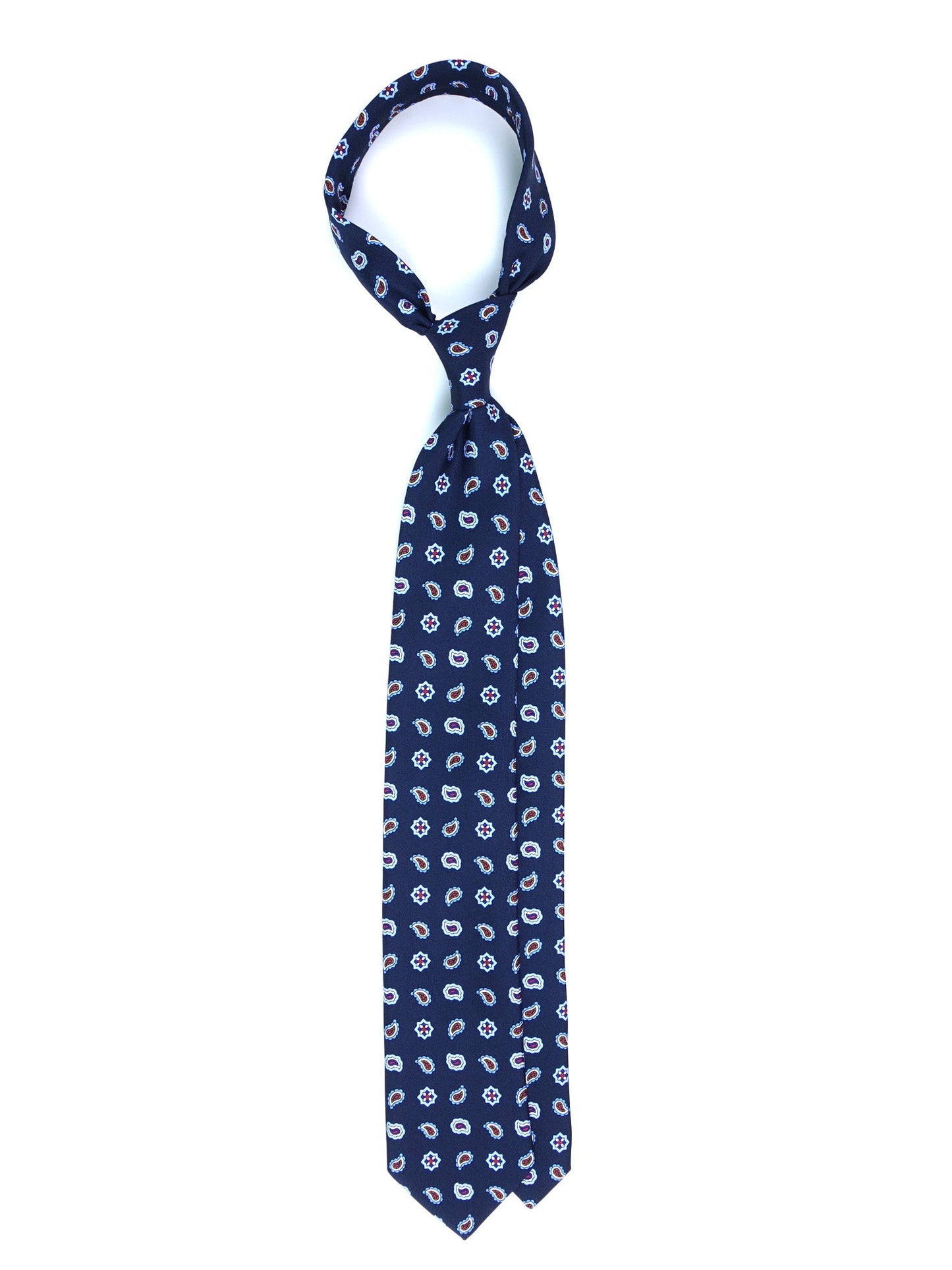 Blue Tie 3 Folds NIKKY in Printed Silk