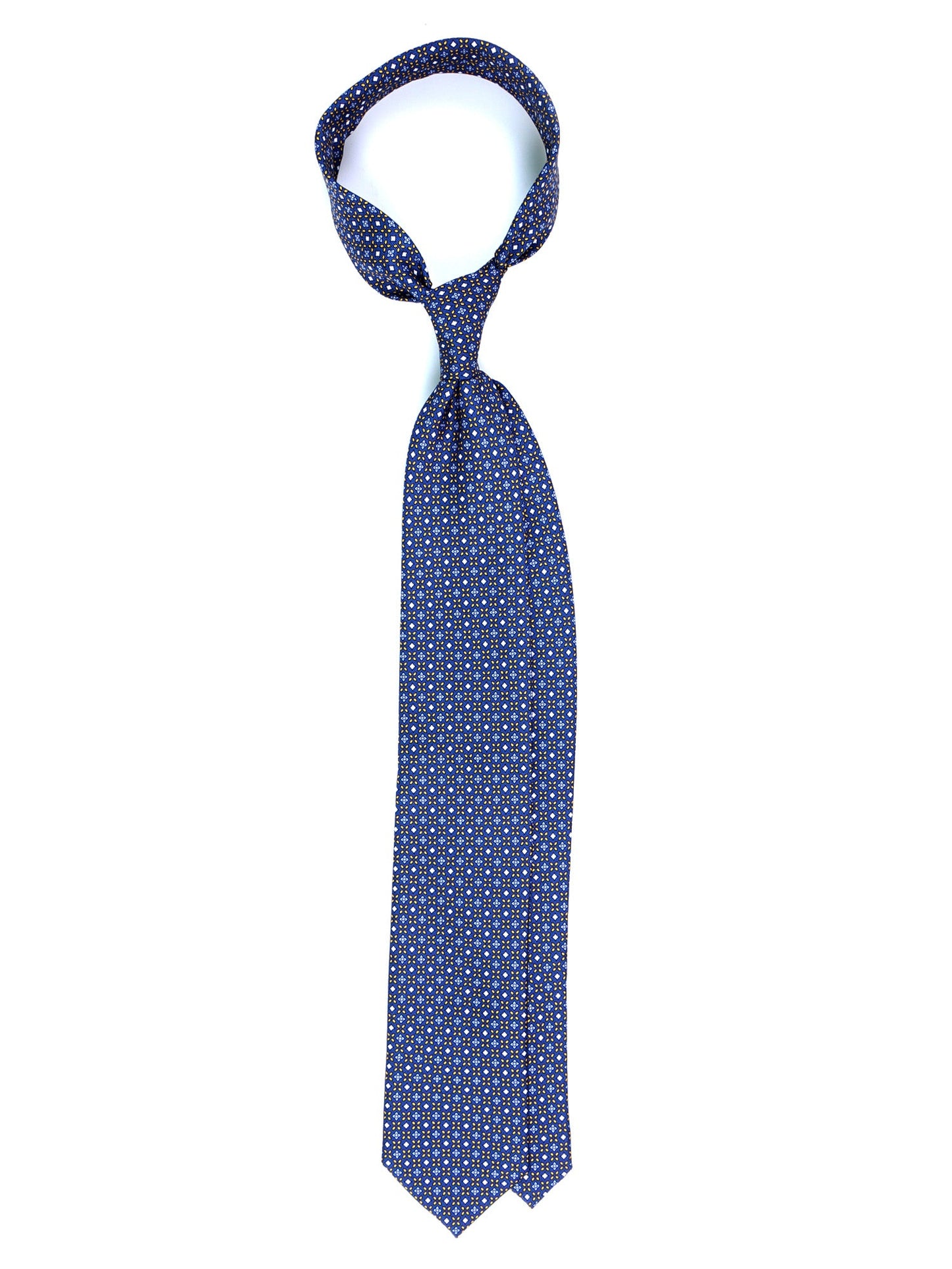 Blue Tie 3 Folds DONATA in Printed English Silk