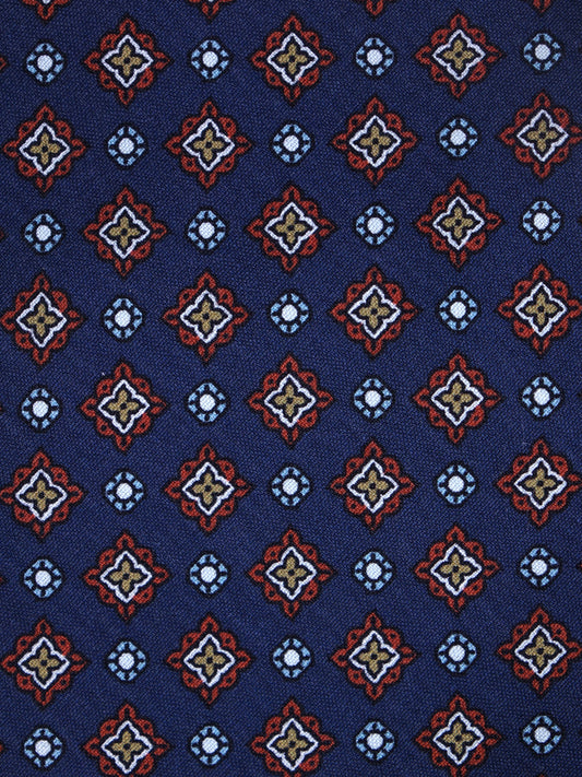 Blue Tie 3 Folds MANTOVA in Italian Madder Silk