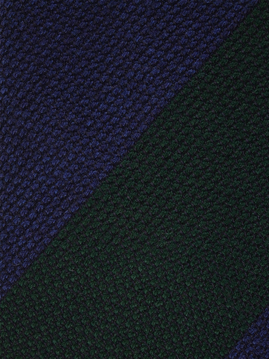 Blue/Green Regimental 3 Fold Tie in Silk/Wool Gauze ISABEL