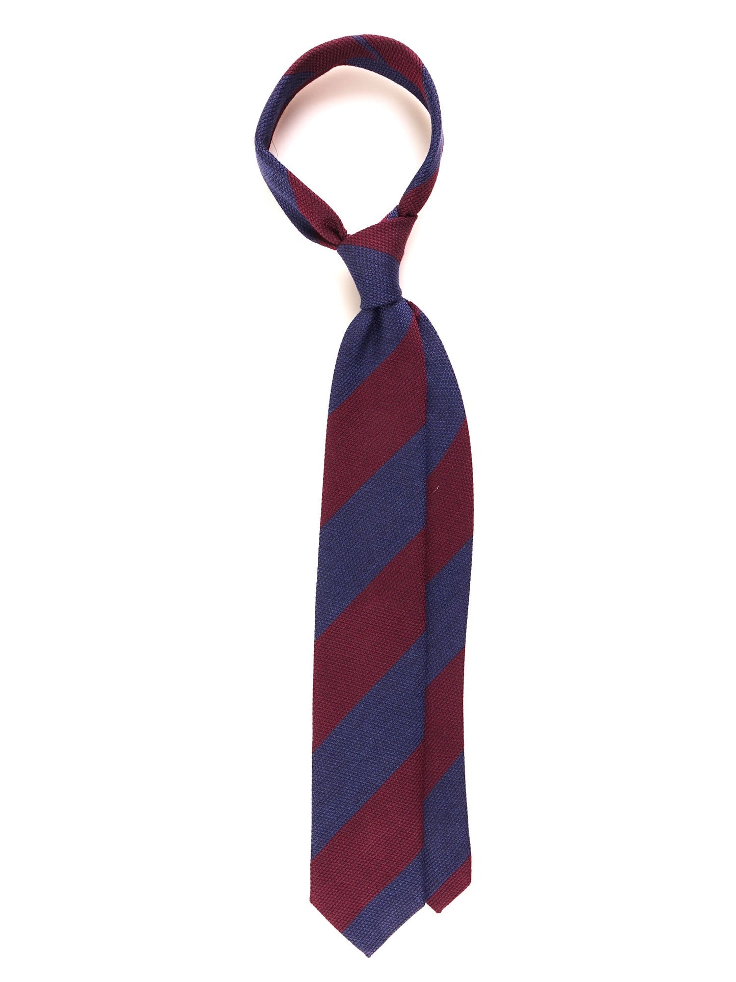 Tie 3 folds blue/red regimental in silk/wool genadine ISABEL