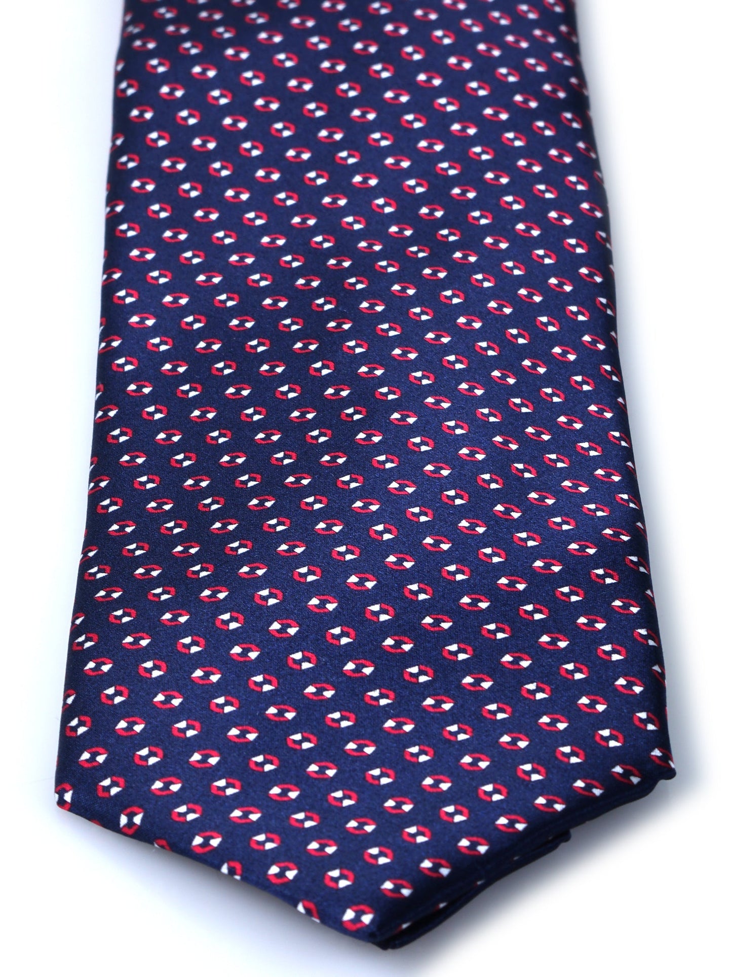 Blue/Red 3 Folds SHILLA Silk Satin Printed Tie