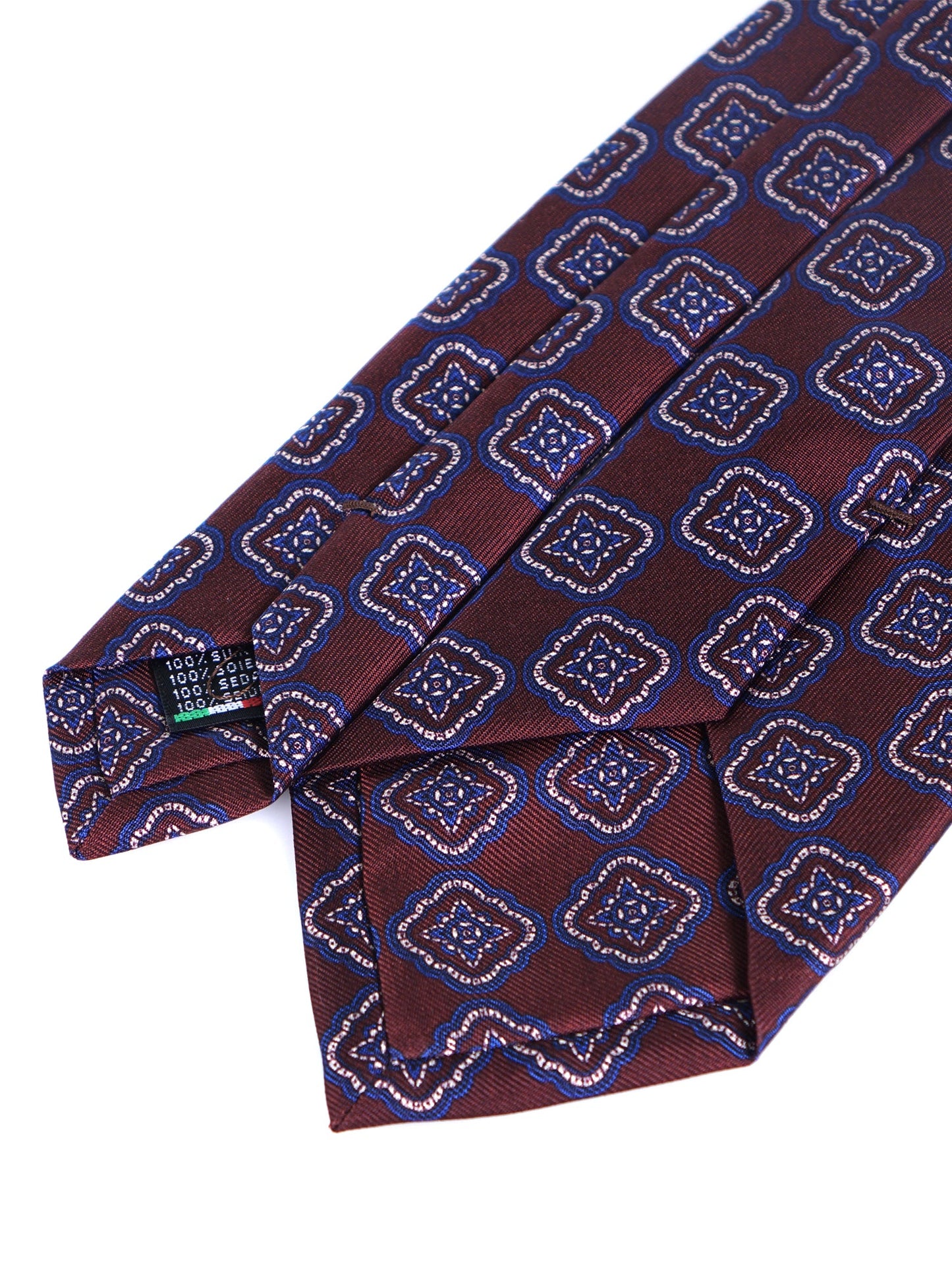 Brown MASSY 3 Folds Luxury Printed Silk Tie