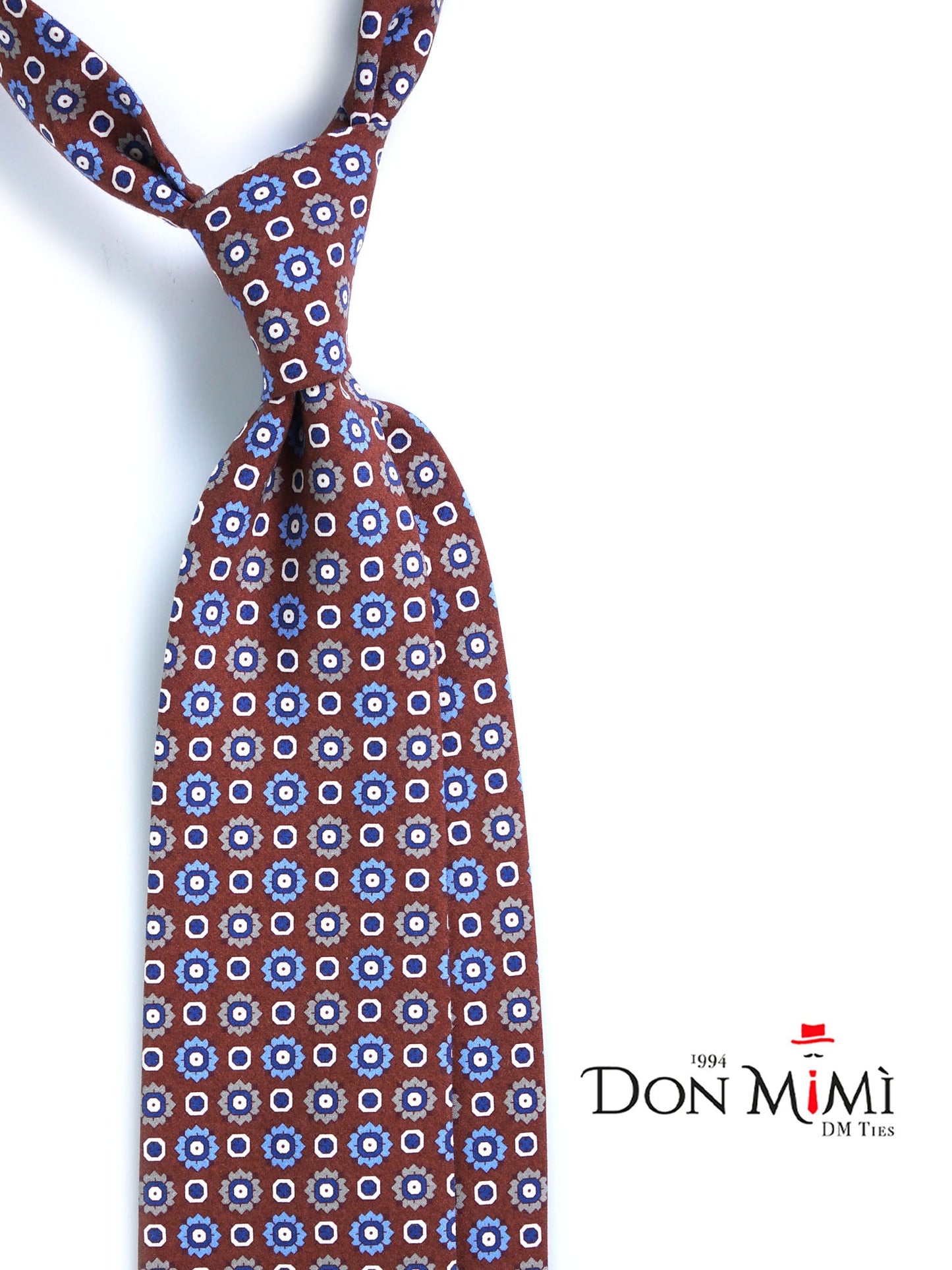 3 Folds Brown FEMINI Tie in Madder Silk