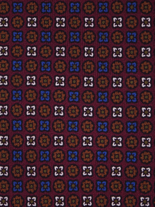 Burgundy 3 Folds FORTY Tie in Luxury Printed Silk