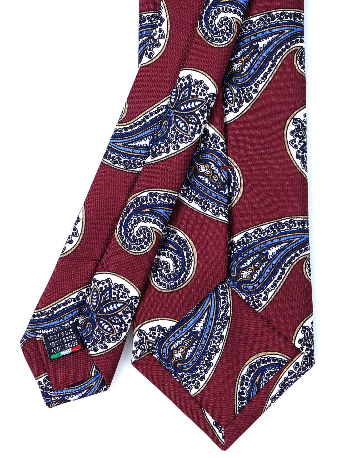 Burgundy Tie 3 Folds WONDER in Printed English Silk