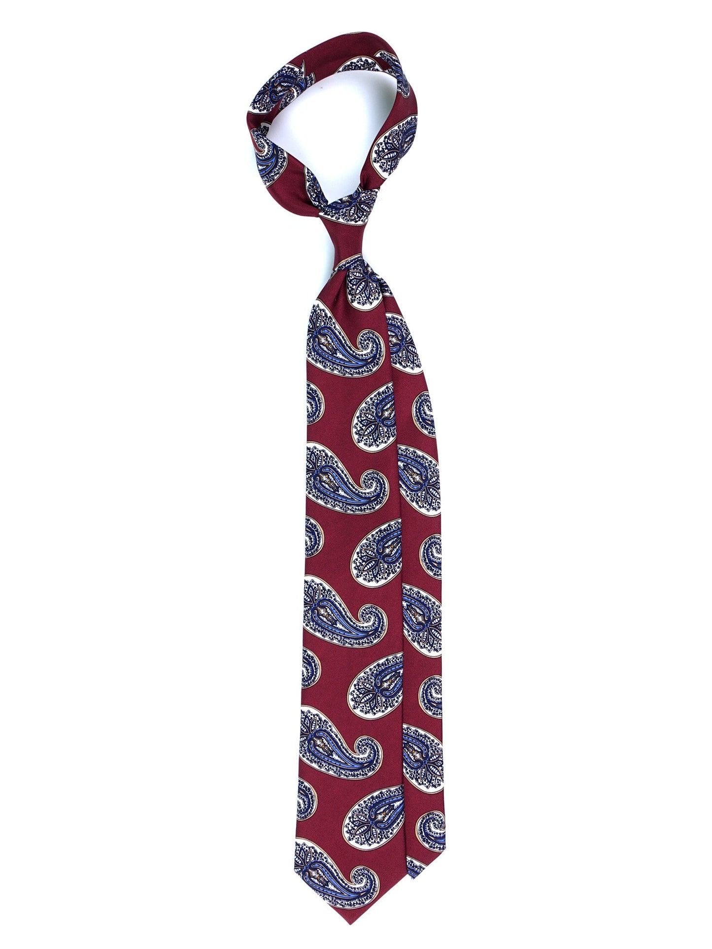 Burgundy Tie 3 Folds WONDER in Printed English Silk