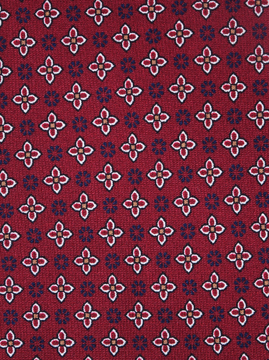 Burgundy Tie with 3 Folds GASPACE in Printed English Silk