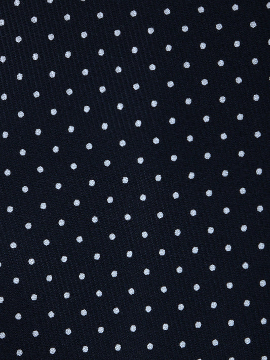 3-fold tie LUPOIS in printed English silk Dark Blue and white