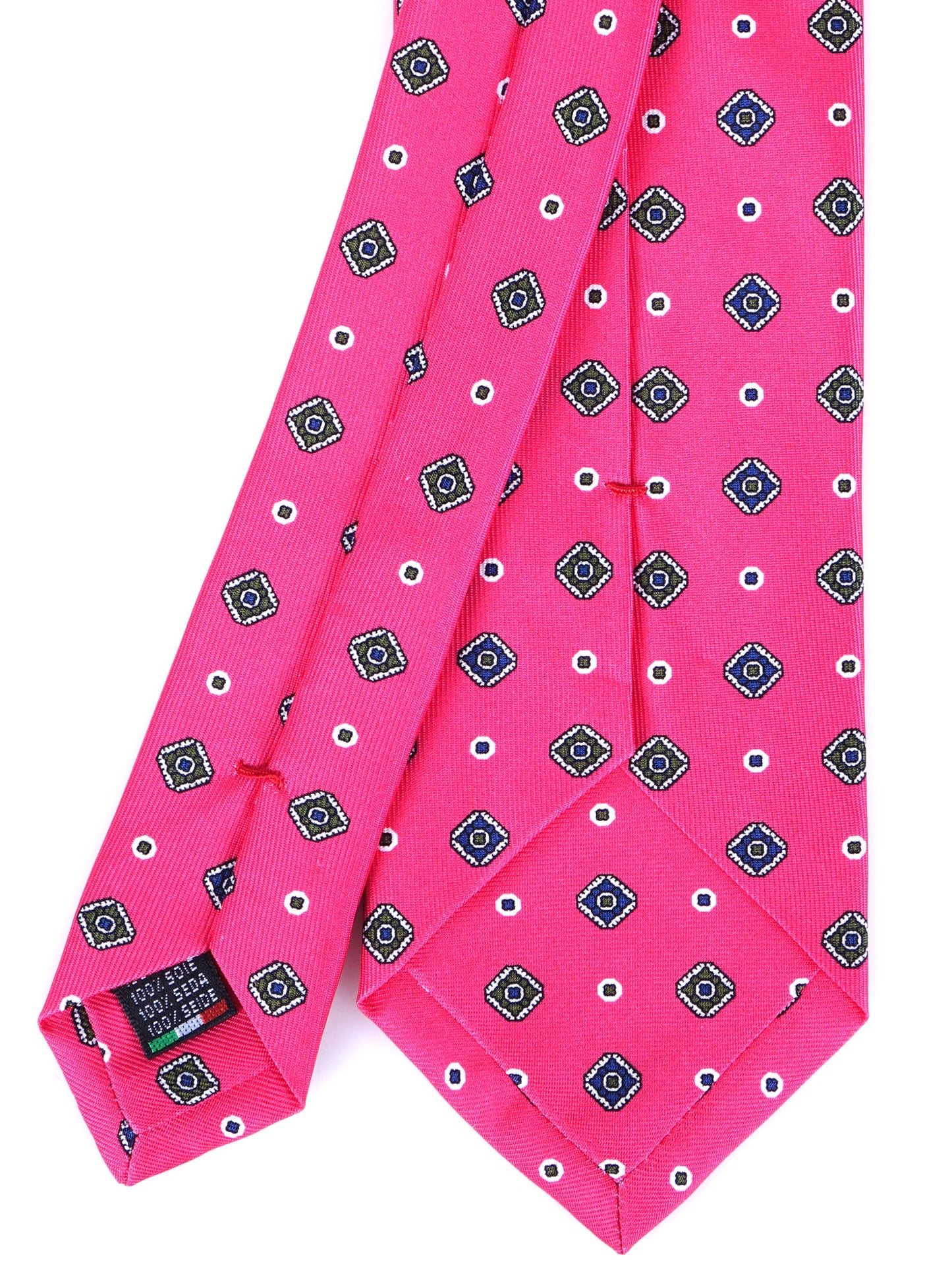 Fucsia 3 Fold tie PRISCILLA in Printed English Silk