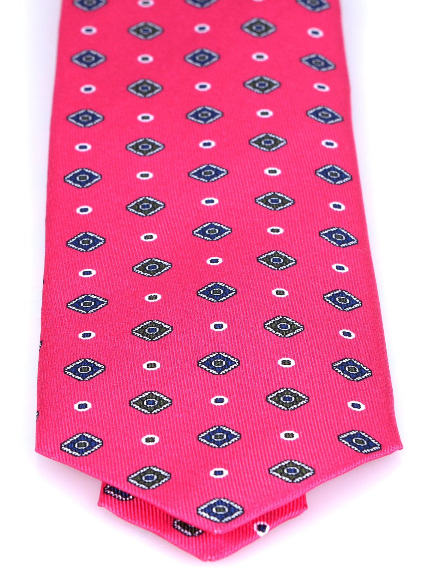 Fucsia 3 Fold tie PRISCILLA in Printed English Silk