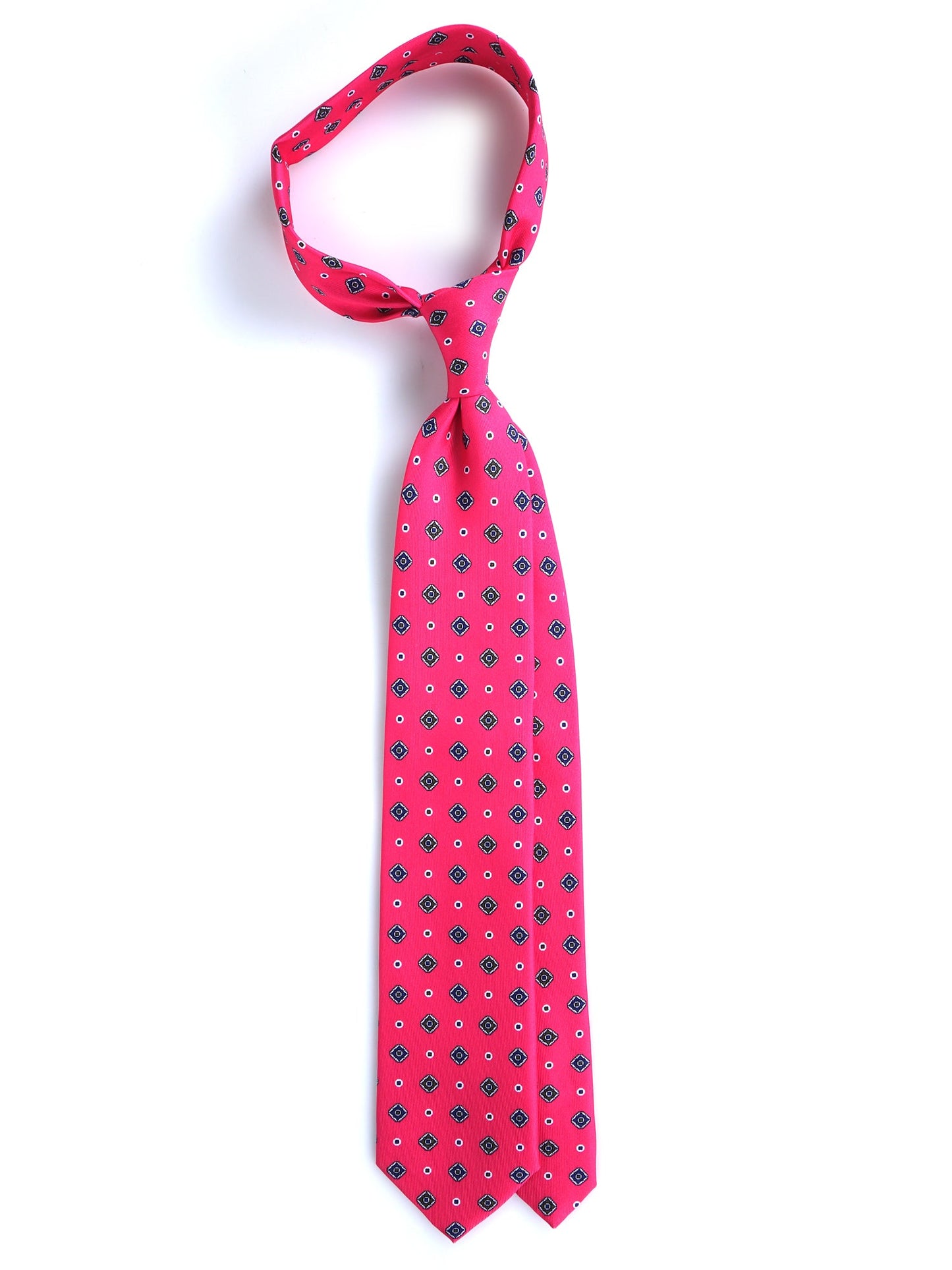 Fucsia 3 Fold tie PRISCILLA in Printed English Silk