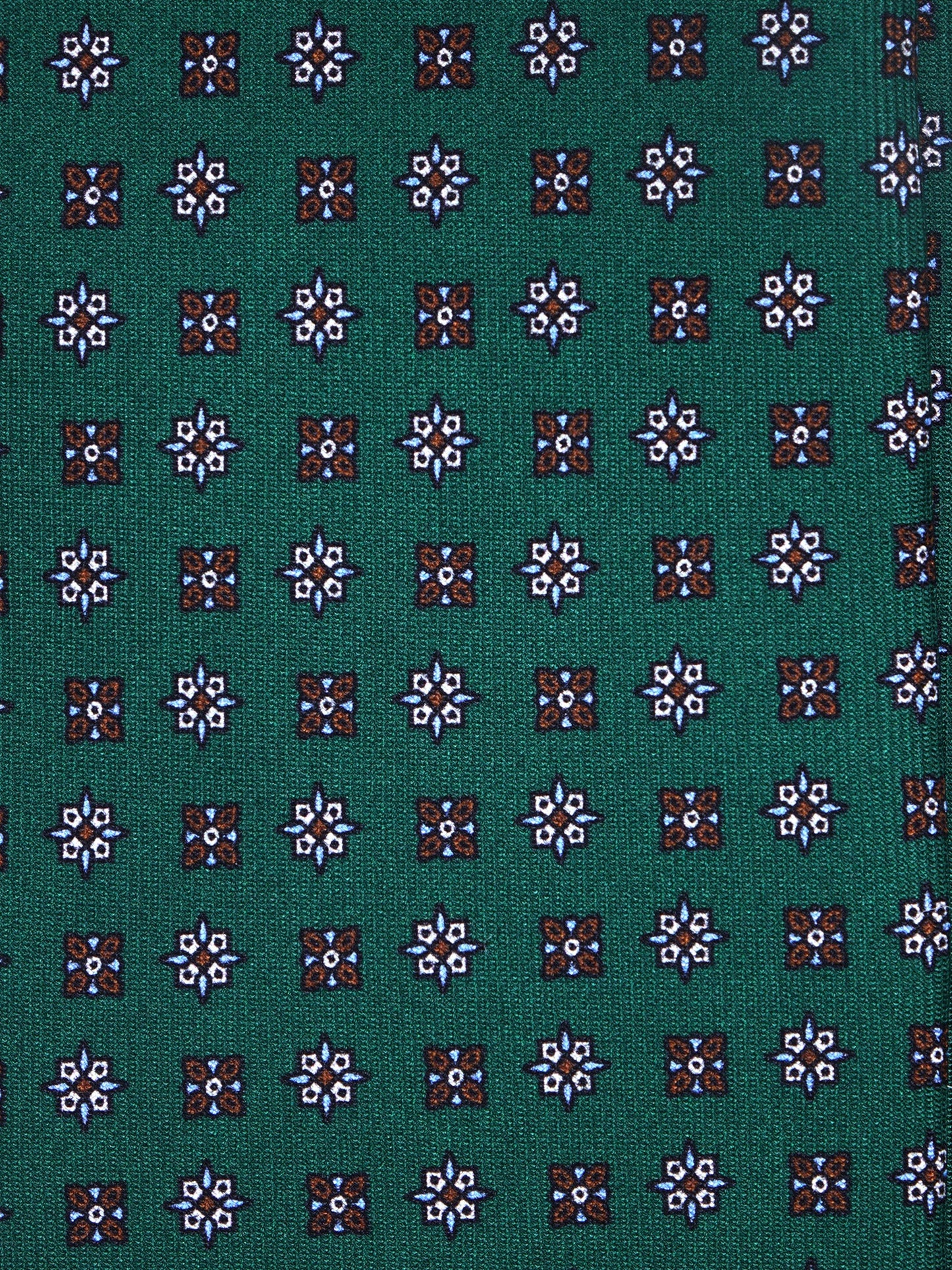 Forest Green Tie 3 Folds PAMELA in Printed English Silk