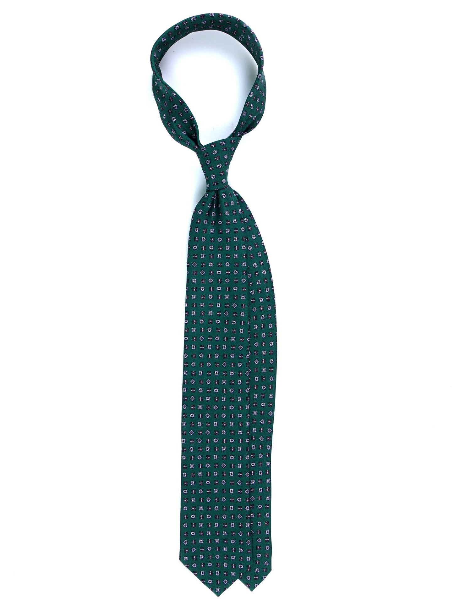 Forest Green Tie 3 Folds PAMELA in Printed English Silk