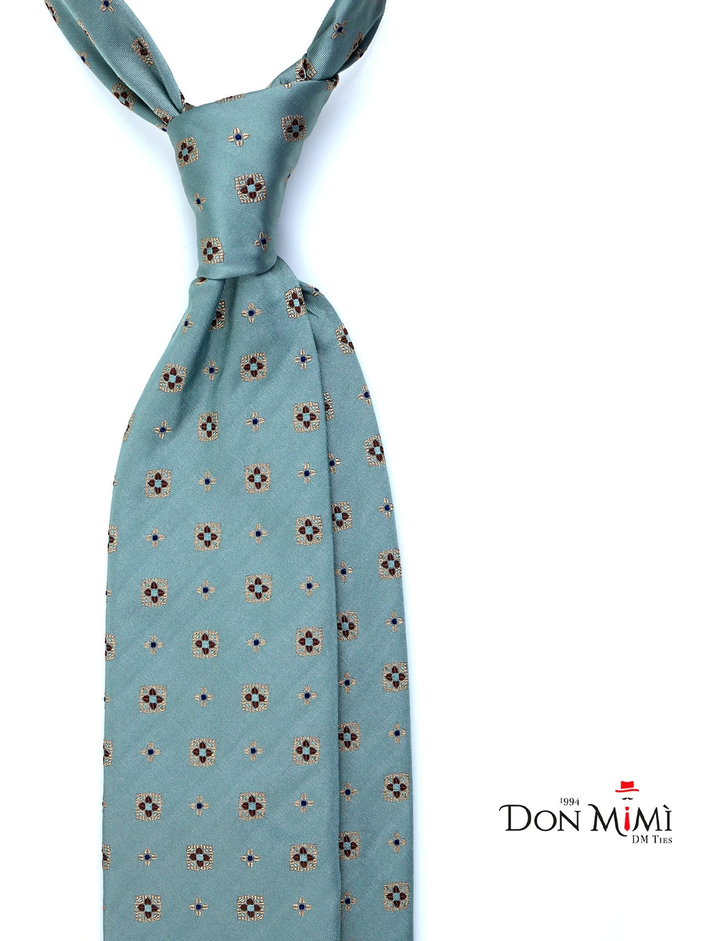 3 Folds Green Silk Woven Tie SACKY