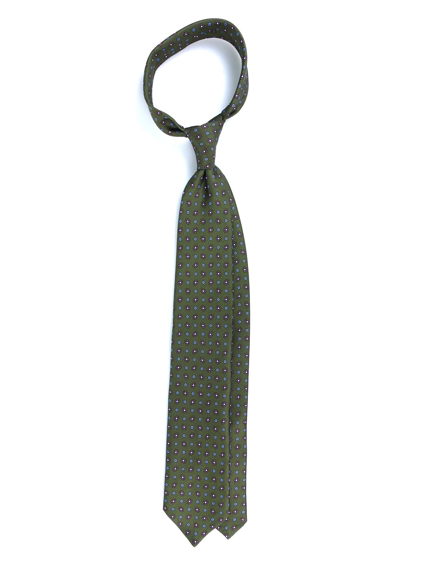 Green 3 Fold tie NADA in Printed English Silk