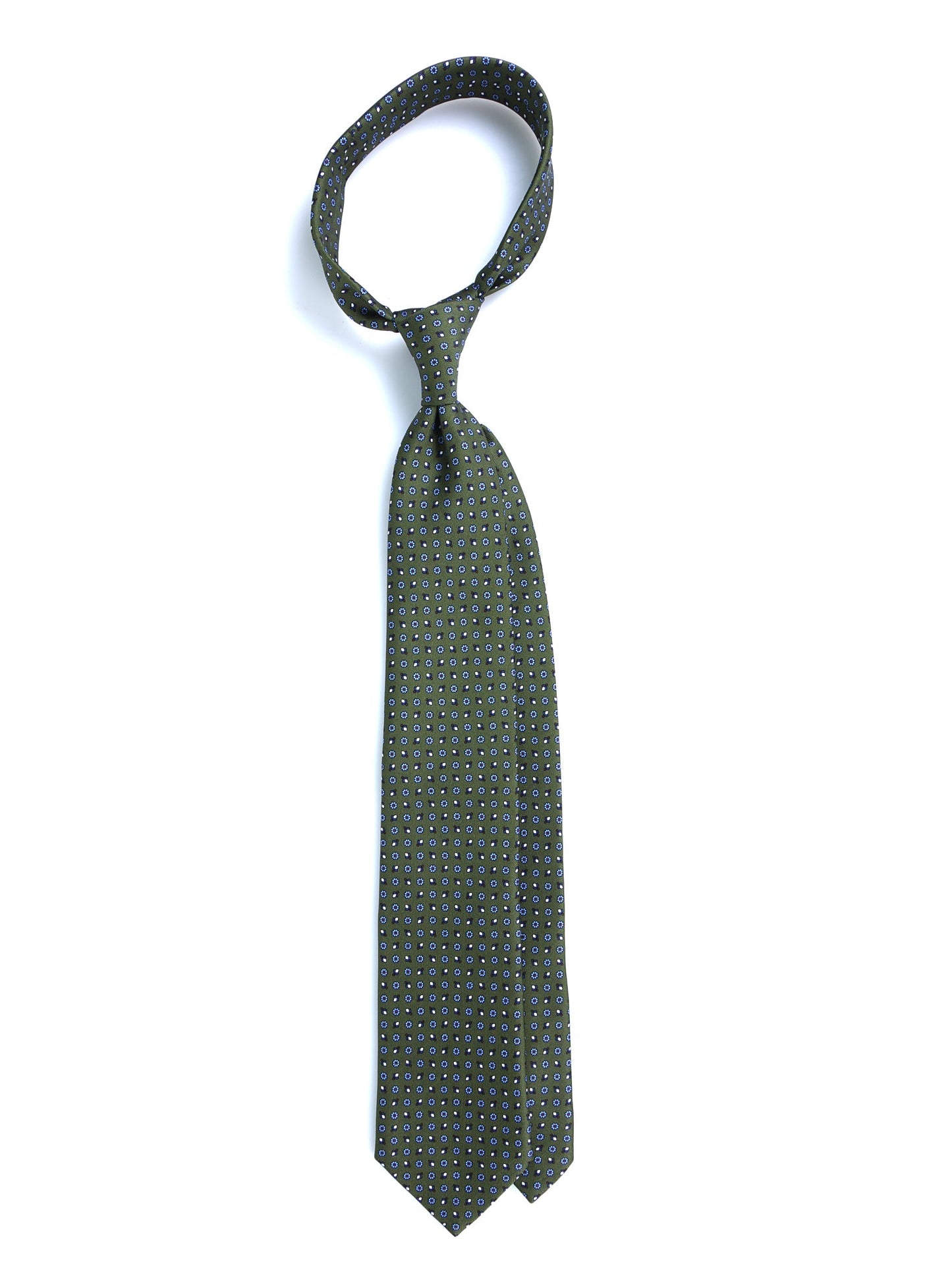 Green 3 Fold tie BELINDA in Printed English Silk