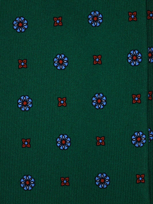 Green 3 Fold tie ESTELLA in Printed English Silk