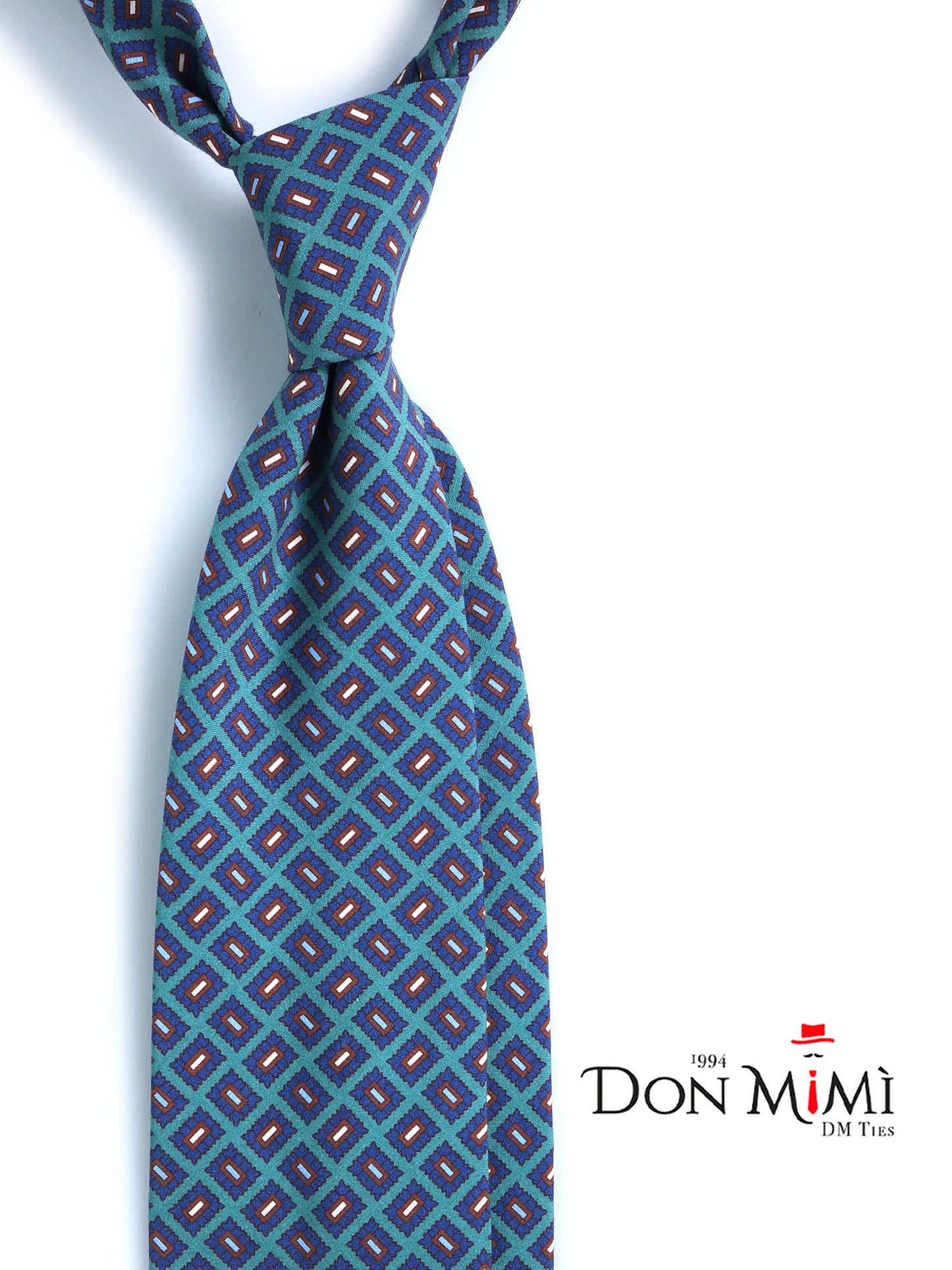 3 Fold Green SOPHIE Tie in Madder Silk