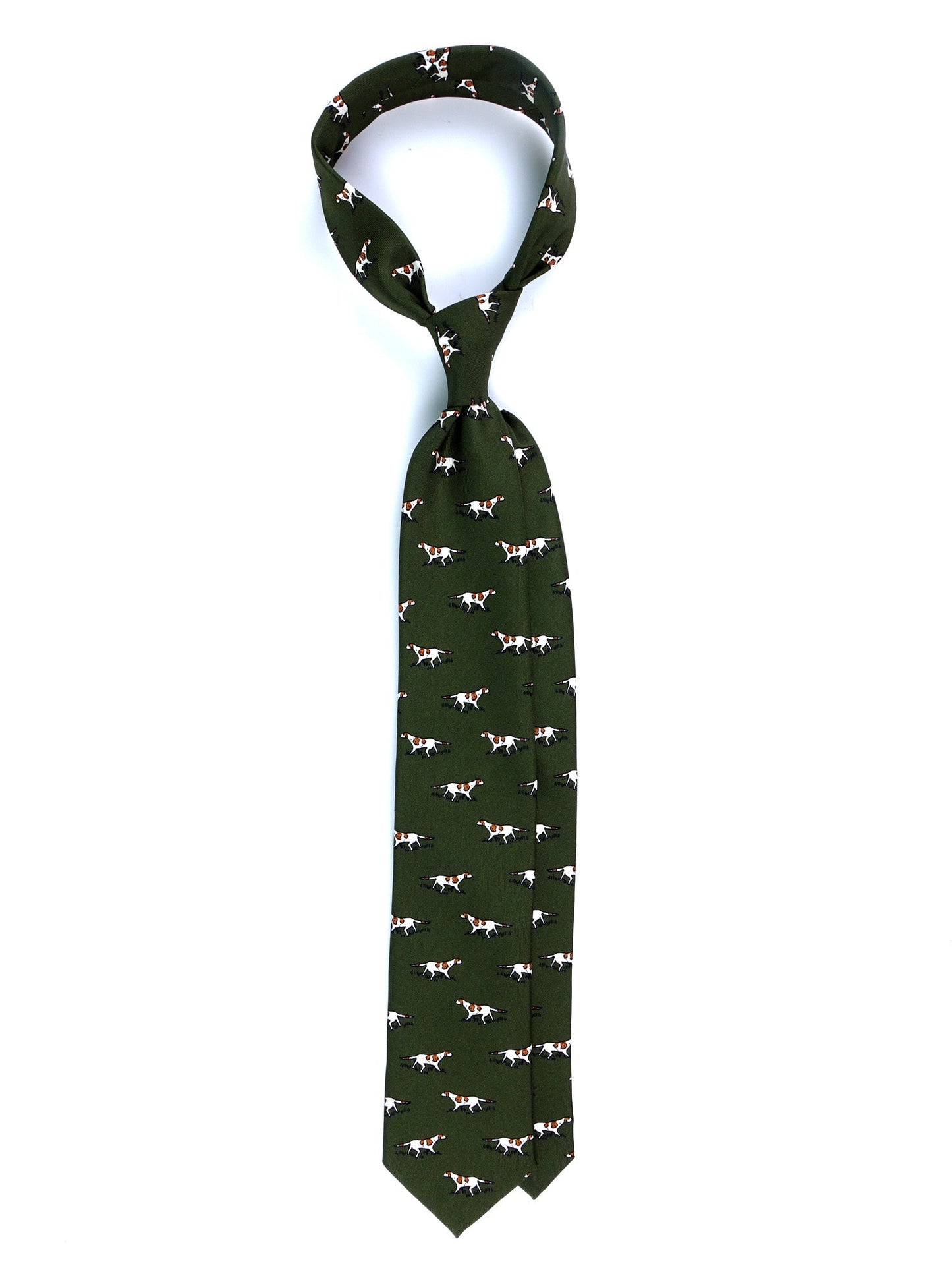 Green tie 3 Folds SEGUGIO in printed English silk