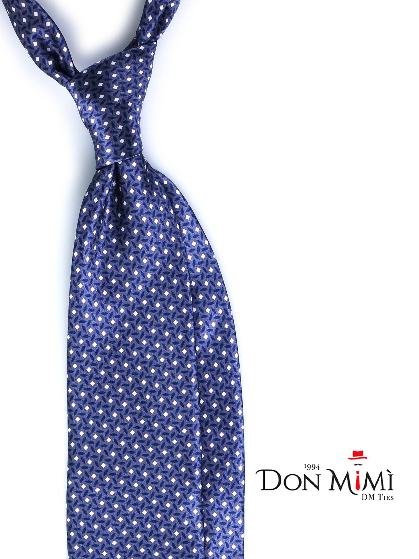 Gray Tie with 3 Folds DEBHORA in Printed Satin Silk