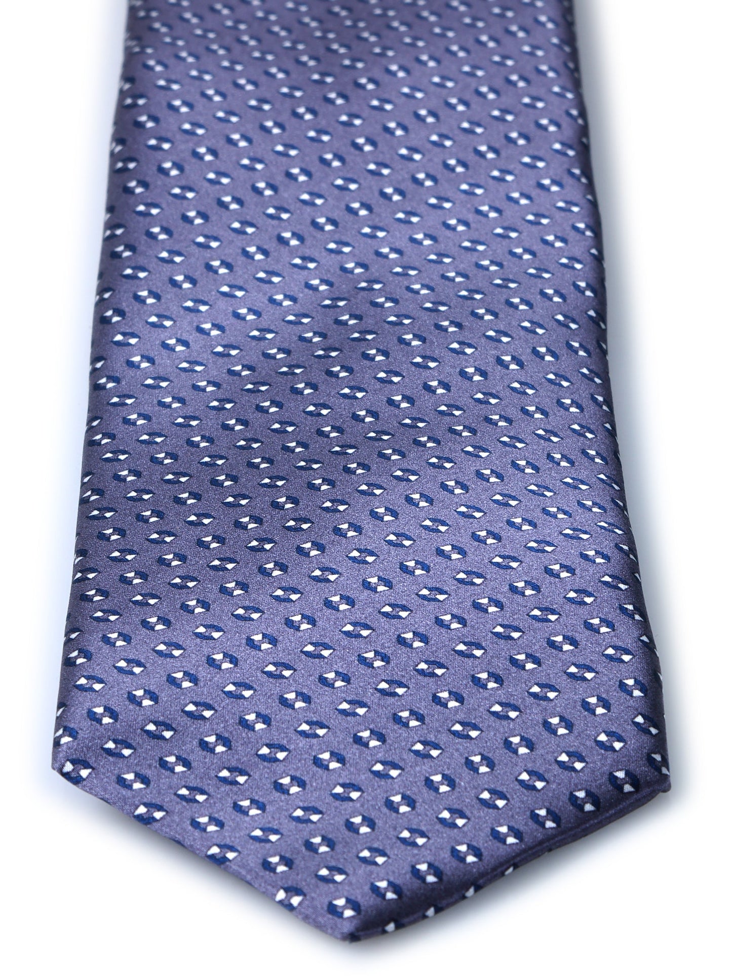 Gray 3 Fold SHILLA Tie in Printed Satin Silk