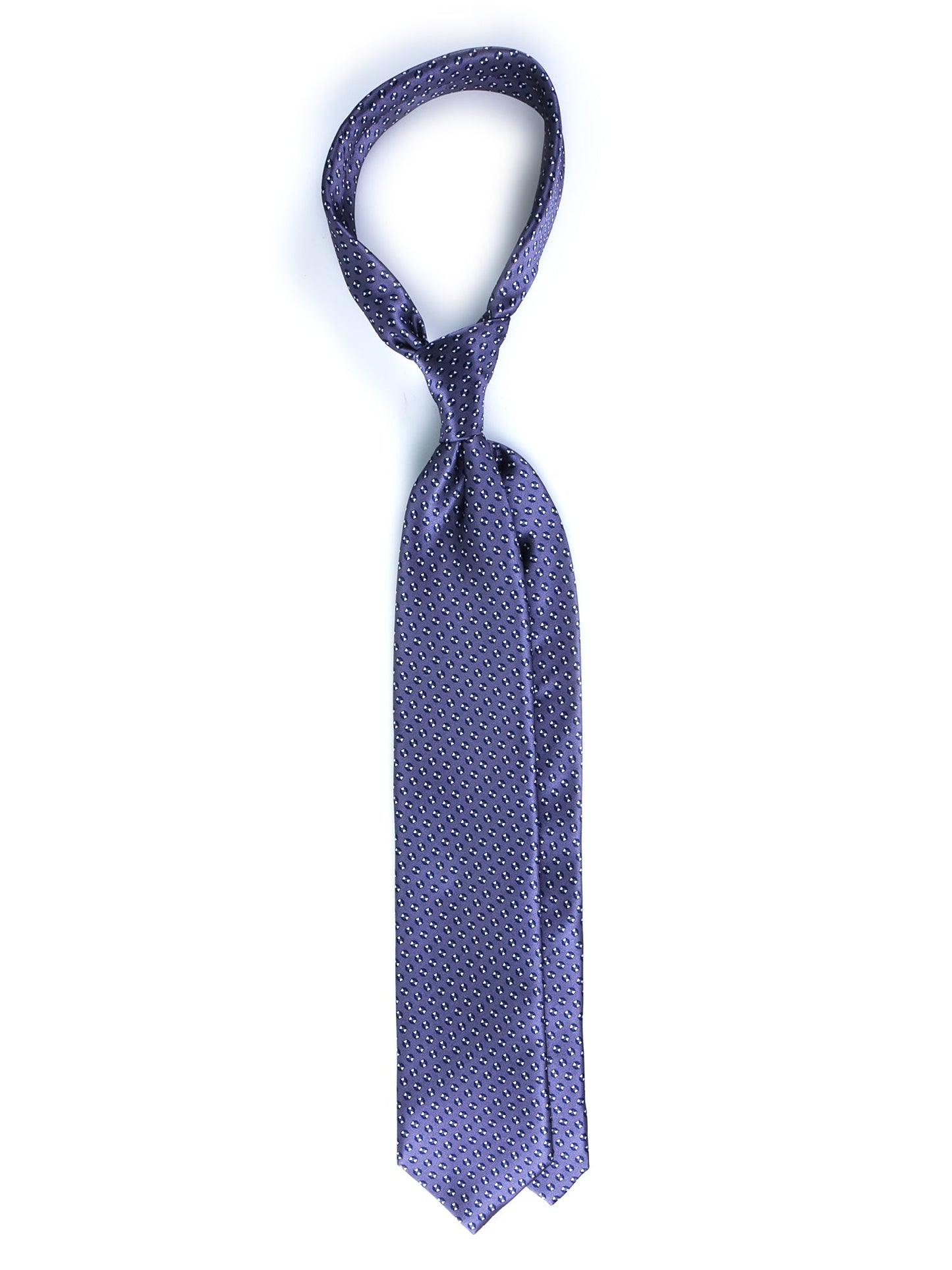 Gray 3 Fold SHILLA Tie in Printed Satin Silk