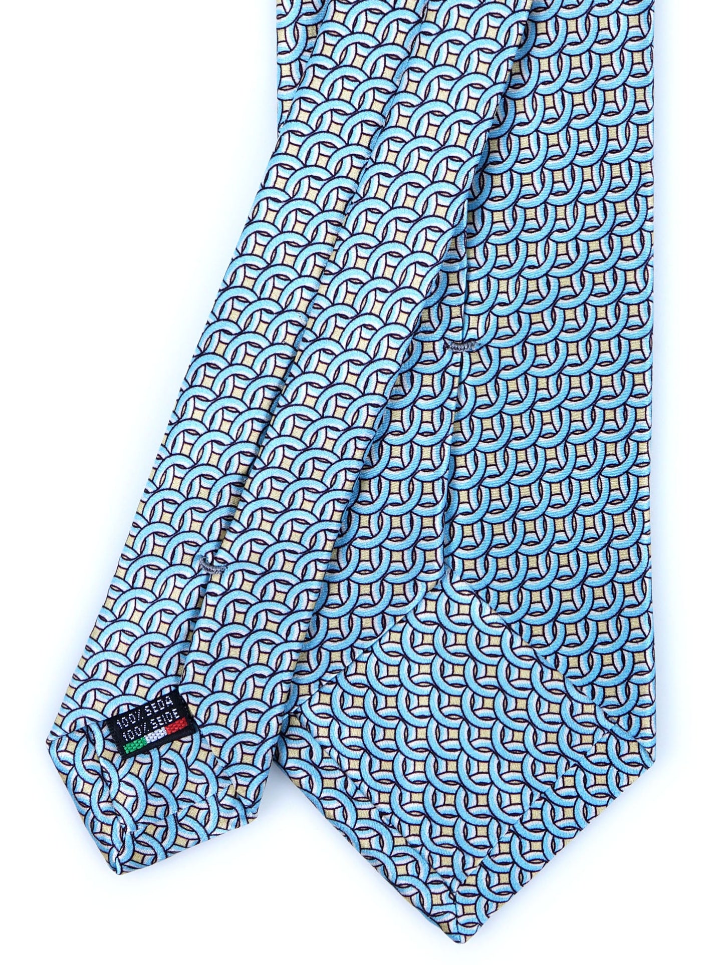 3 Fold grey CROSS Tie in Printed Satin Silk