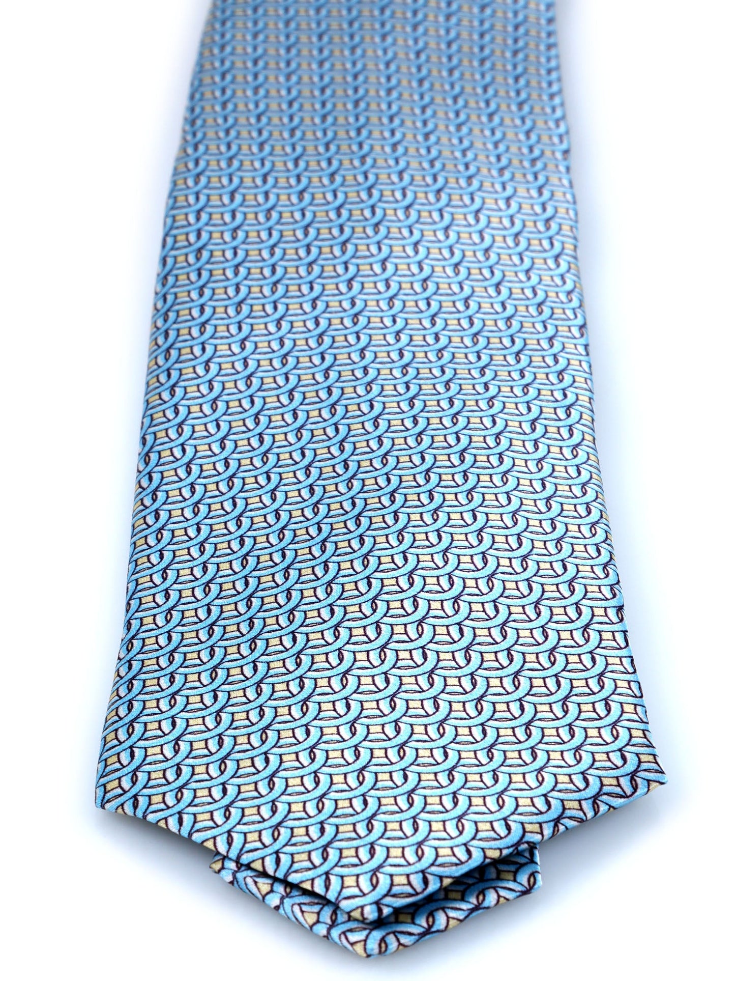 3 Fold grey CROSS Tie in Printed Satin Silk