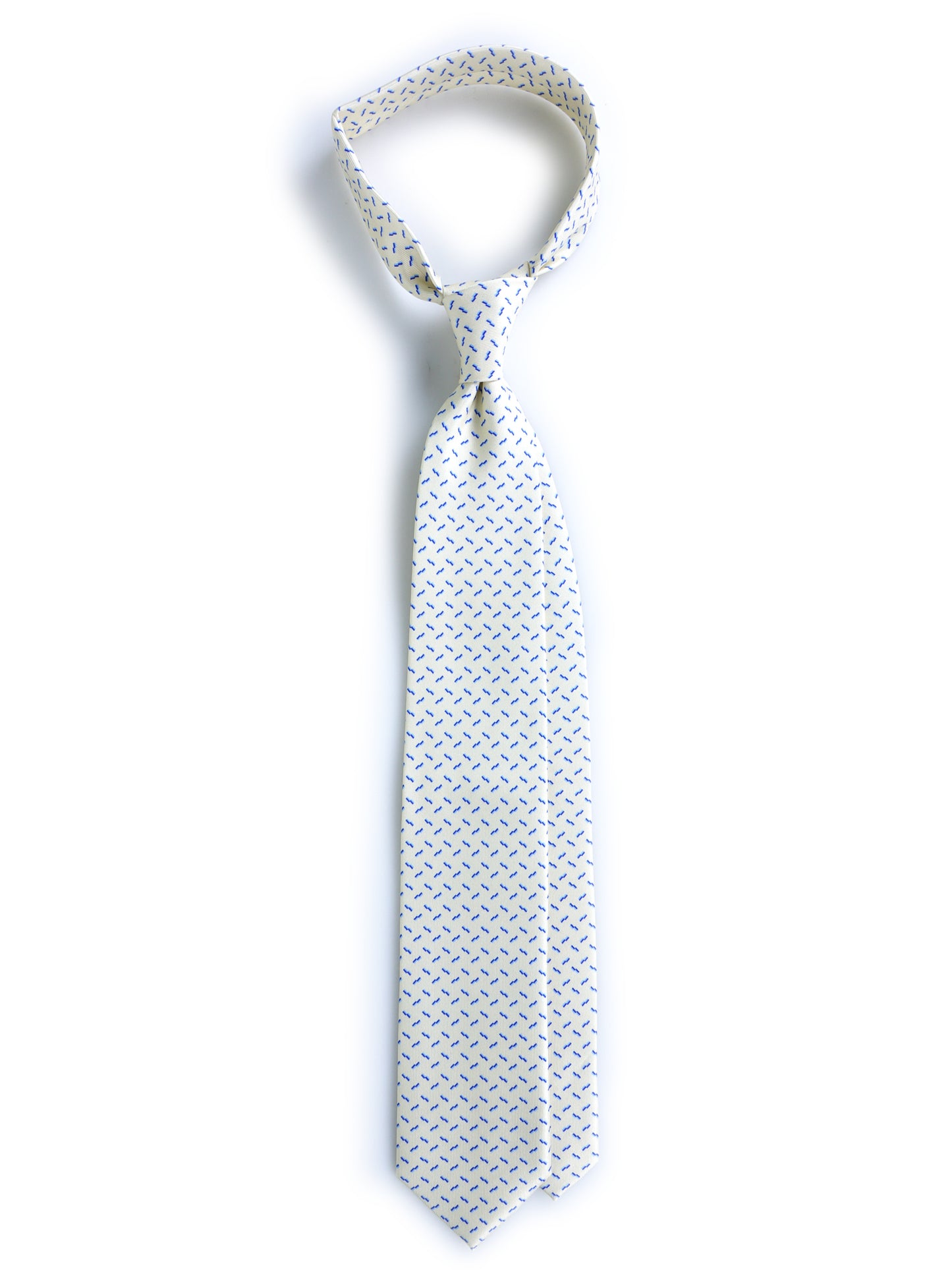 Ivory 3 Fold tie LUCILLA in Printed English Silk