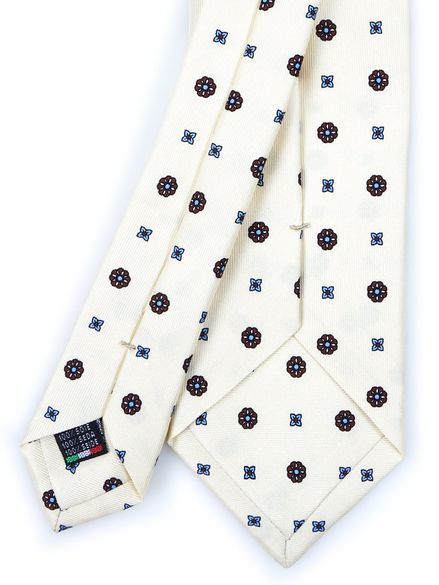 Ivory 3 Fold tie ESTELLA Printed English Silk