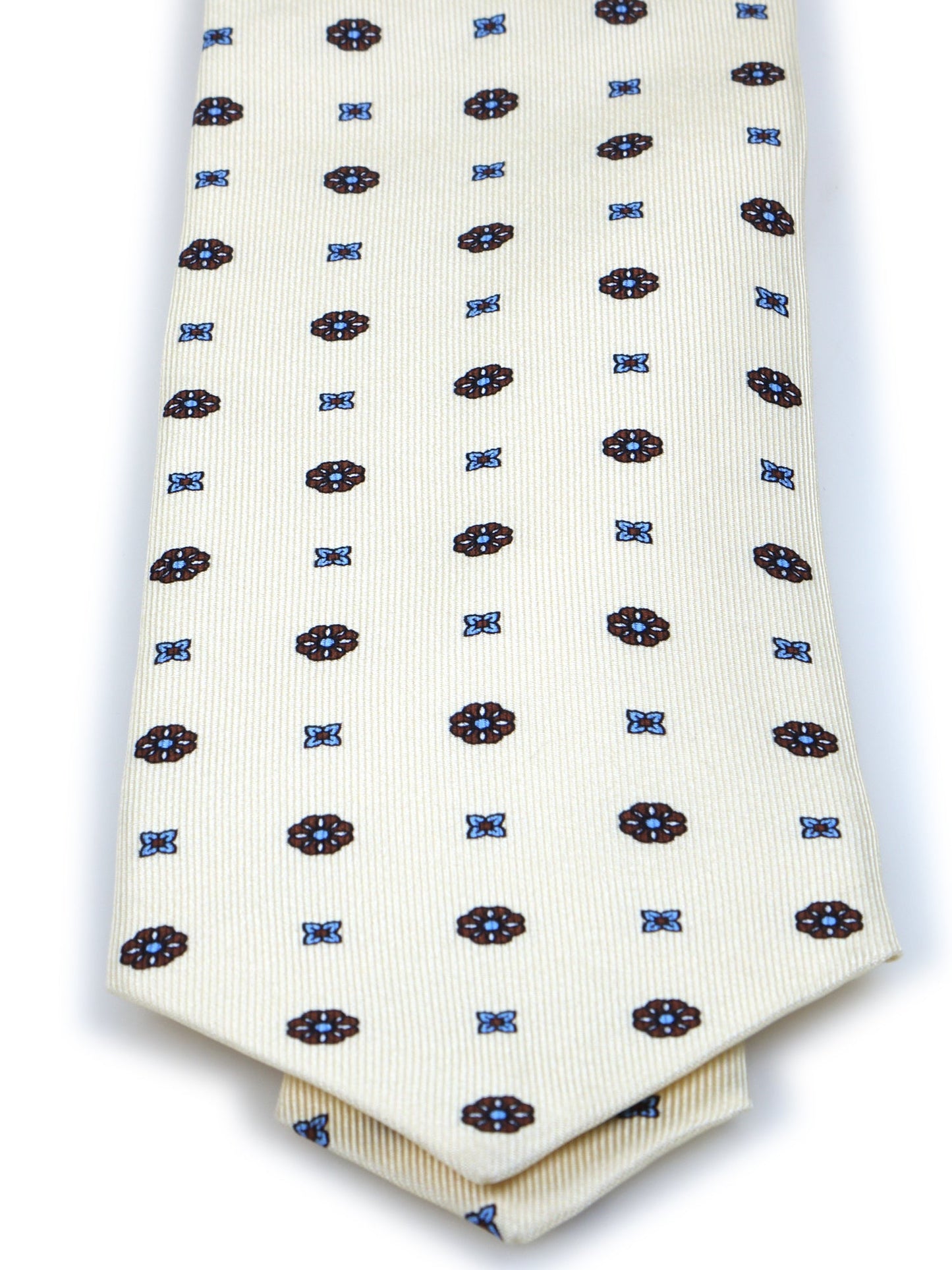 Ivory 3 Fold tie ESTELLA Printed English Silk