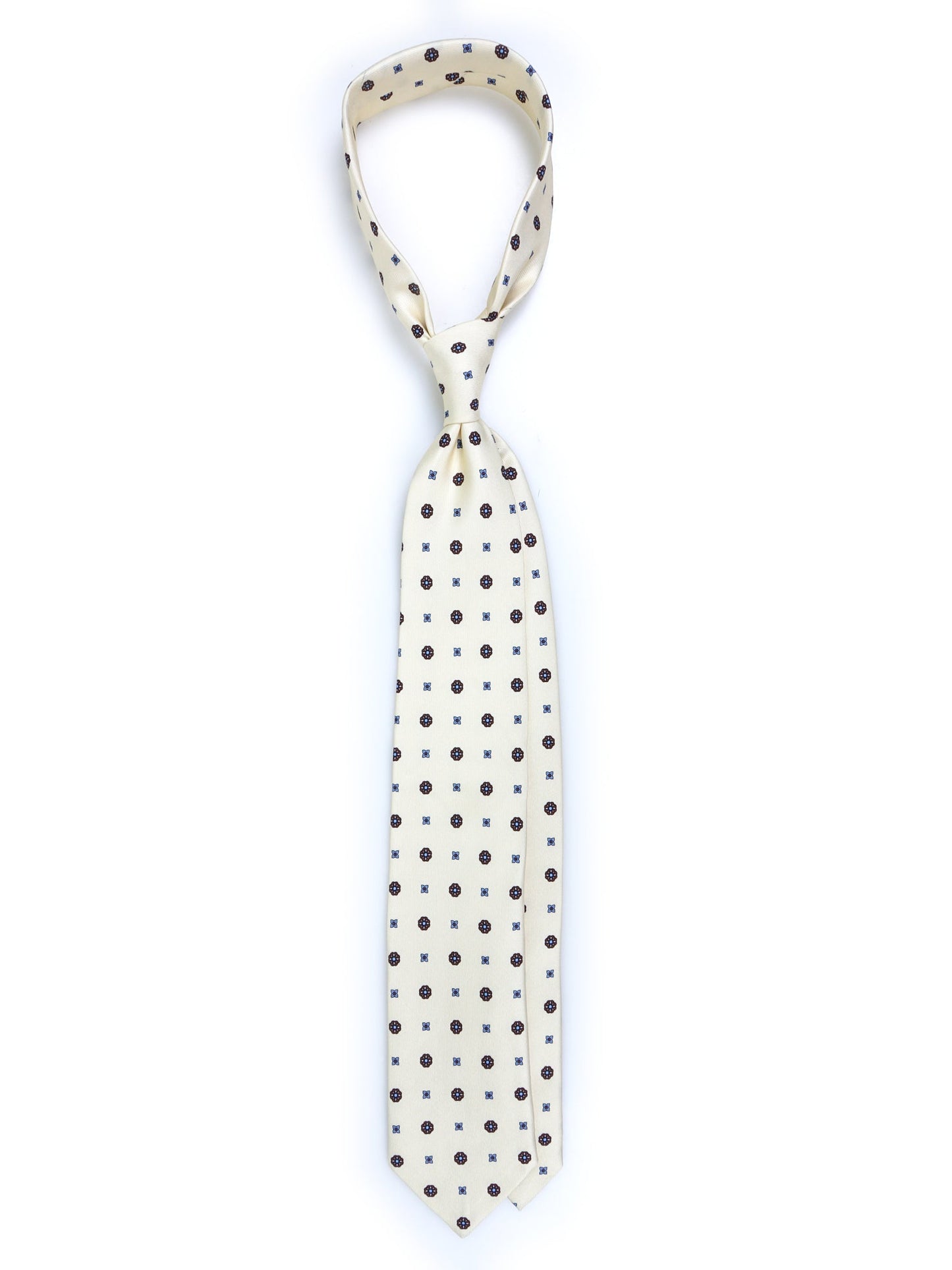 Ivory 3 Fold tie ESTELLA Printed English Silk