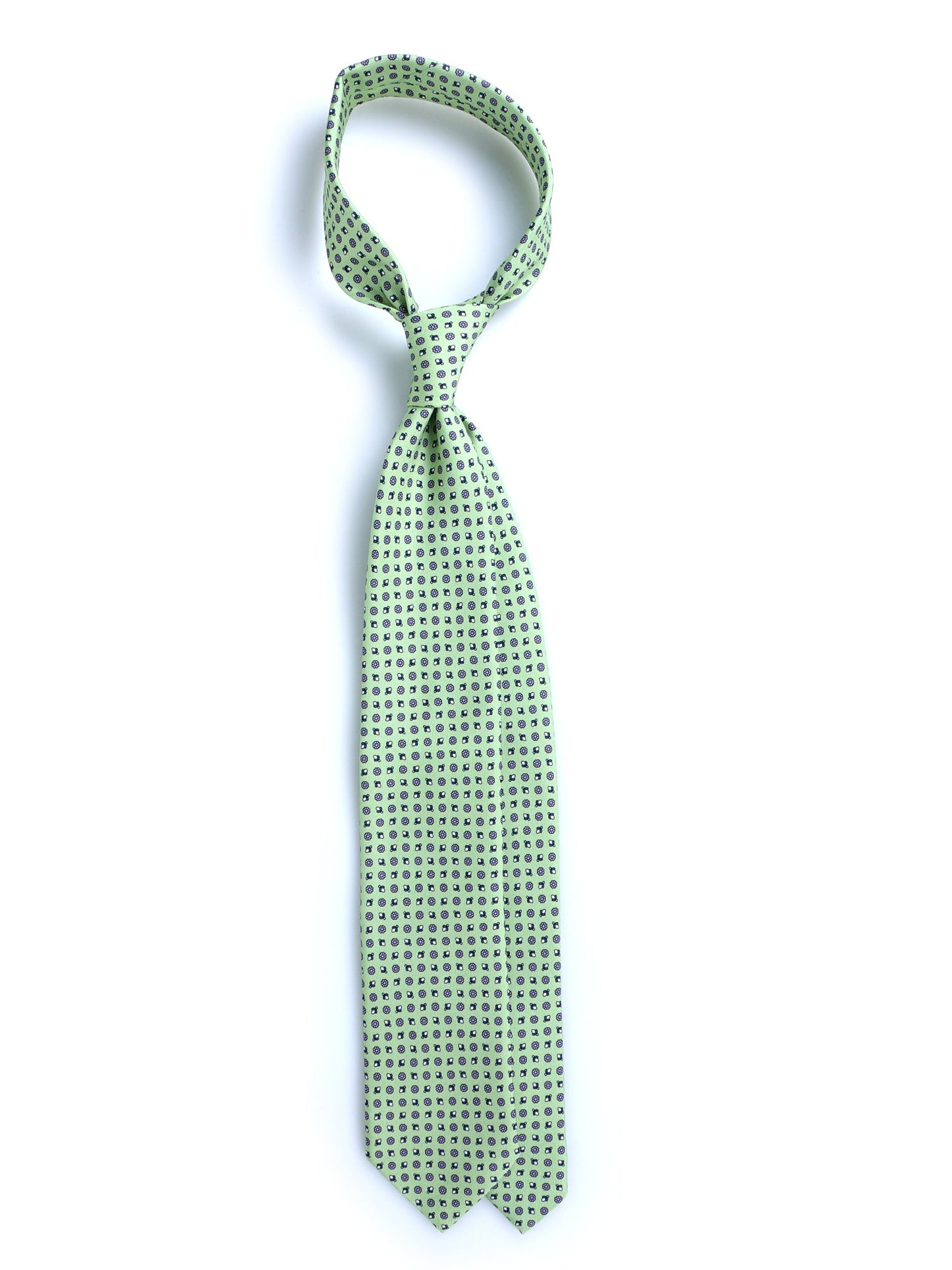Light Green 3 Fold tie BELINDA in Printed English Silk