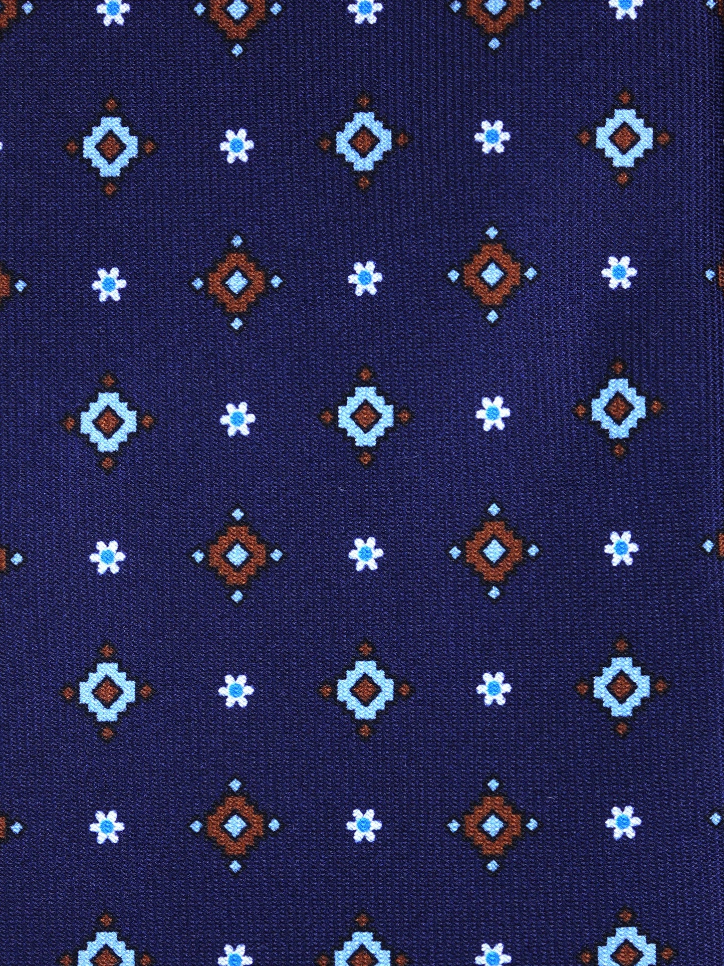 Blue 3 Fold tie PRISCILLA in Printed English Silk