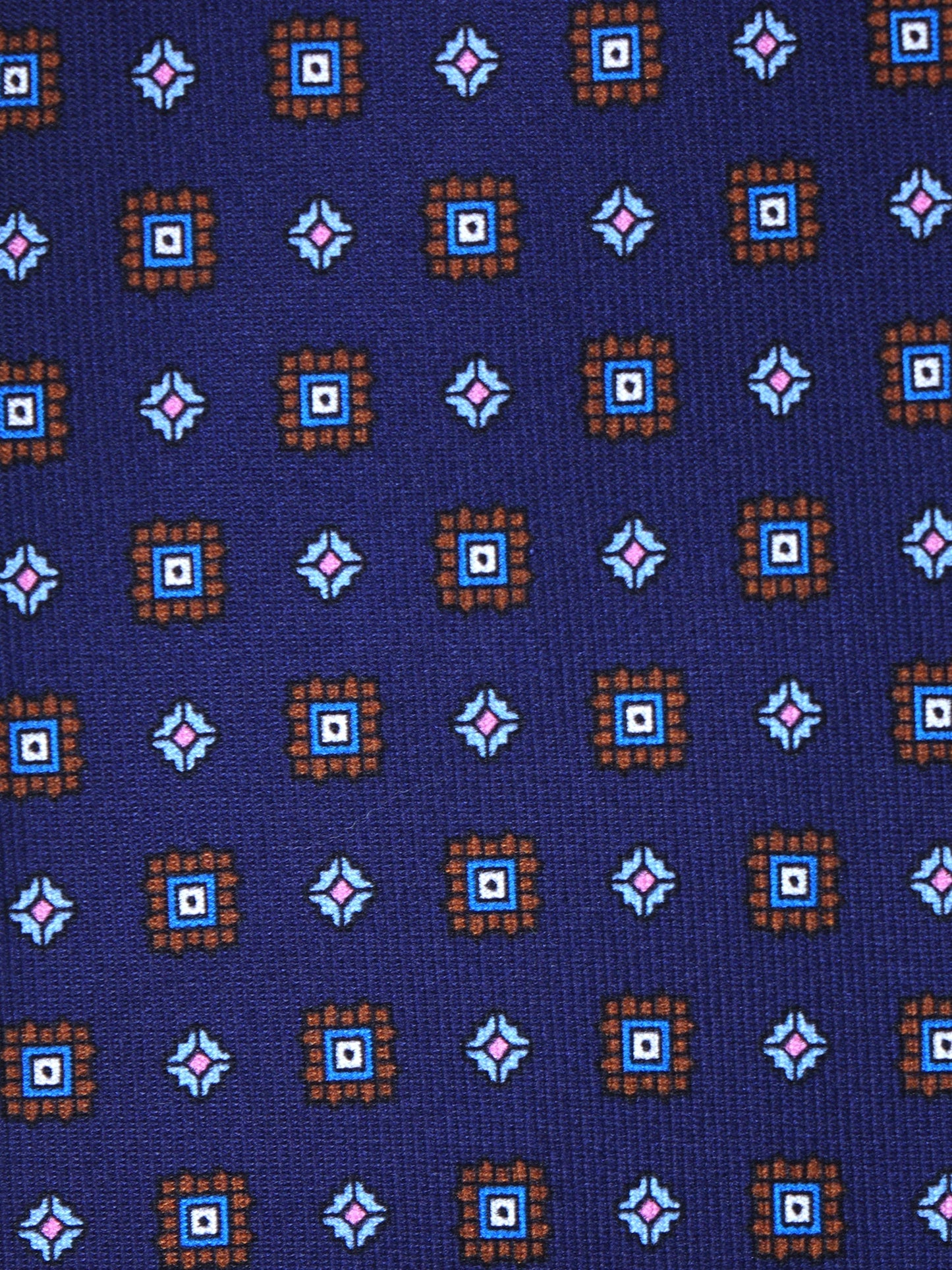 Blue 3 Fold tie GRACIA in Printed English Silk