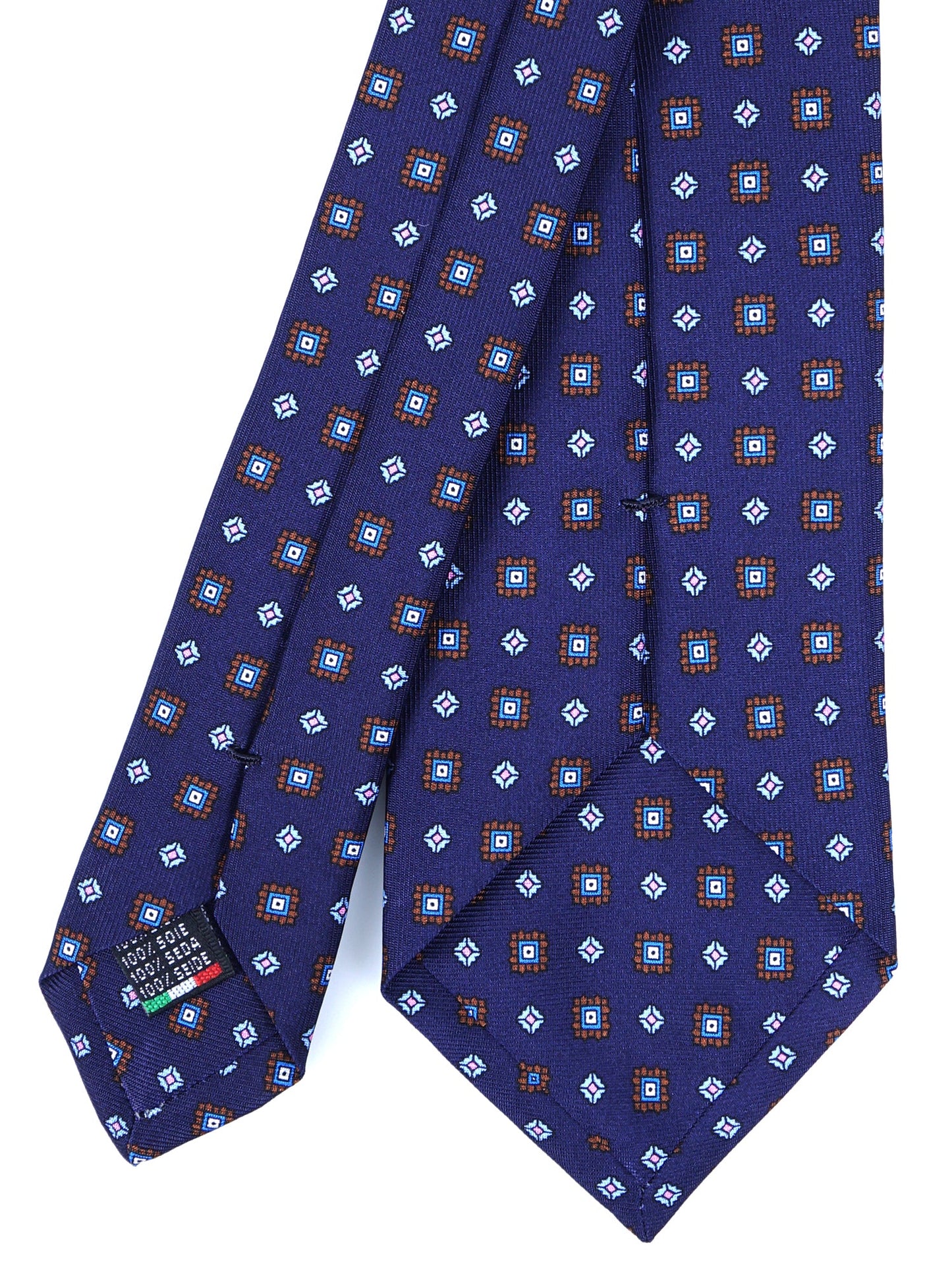Blue 3 Fold tie GRACIA in Printed English Silk