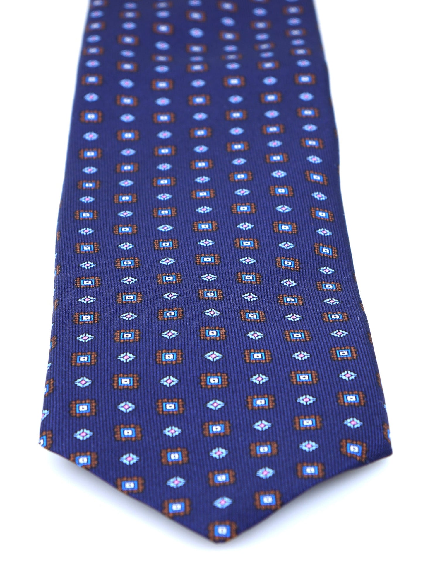 Blue 3 Fold tie GRACIA in Printed English Silk