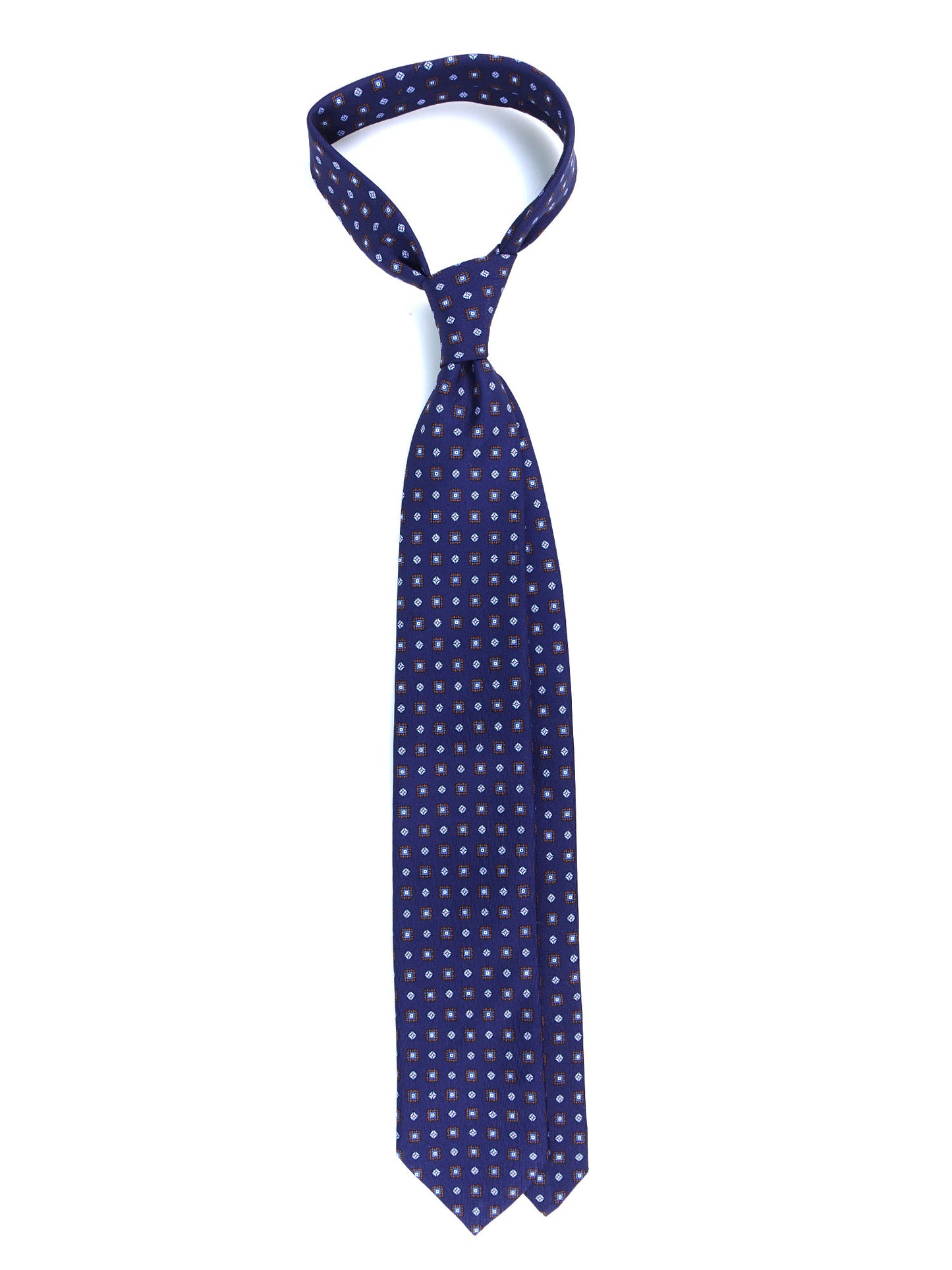 Blue 3 Fold tie GRACIA in Printed English Silk