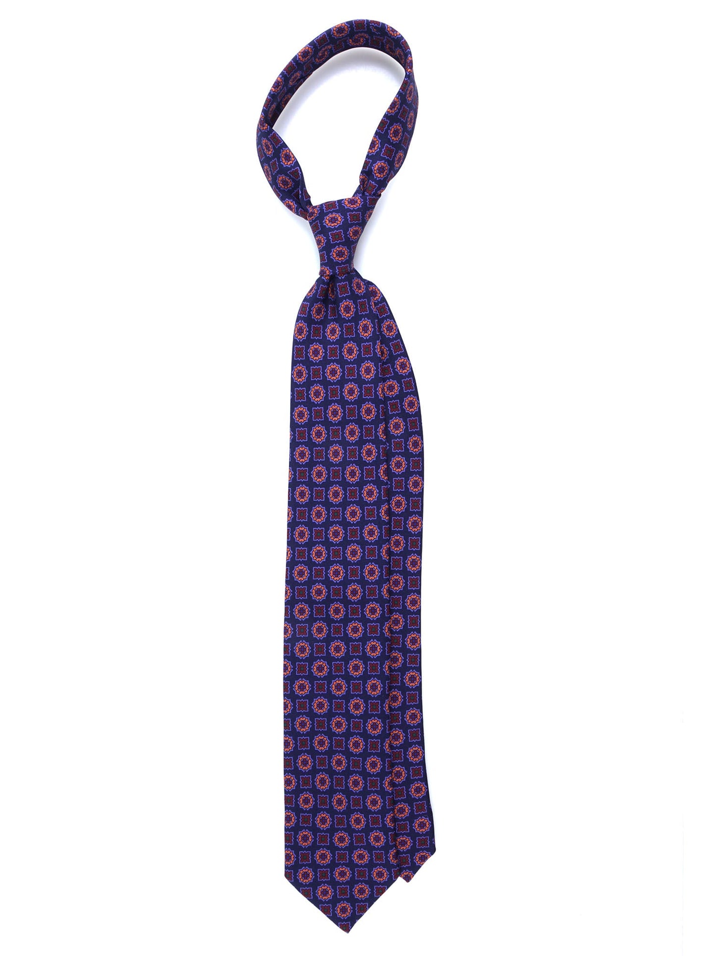 Dark Blue 3 Fold Silk Madder Tie ESTELA