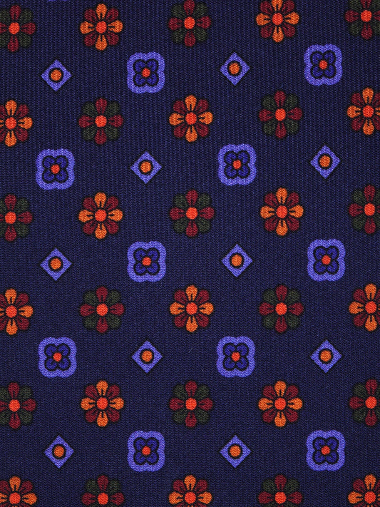 Dark Blue 3 Fold MESSY Tie in Madder Silk